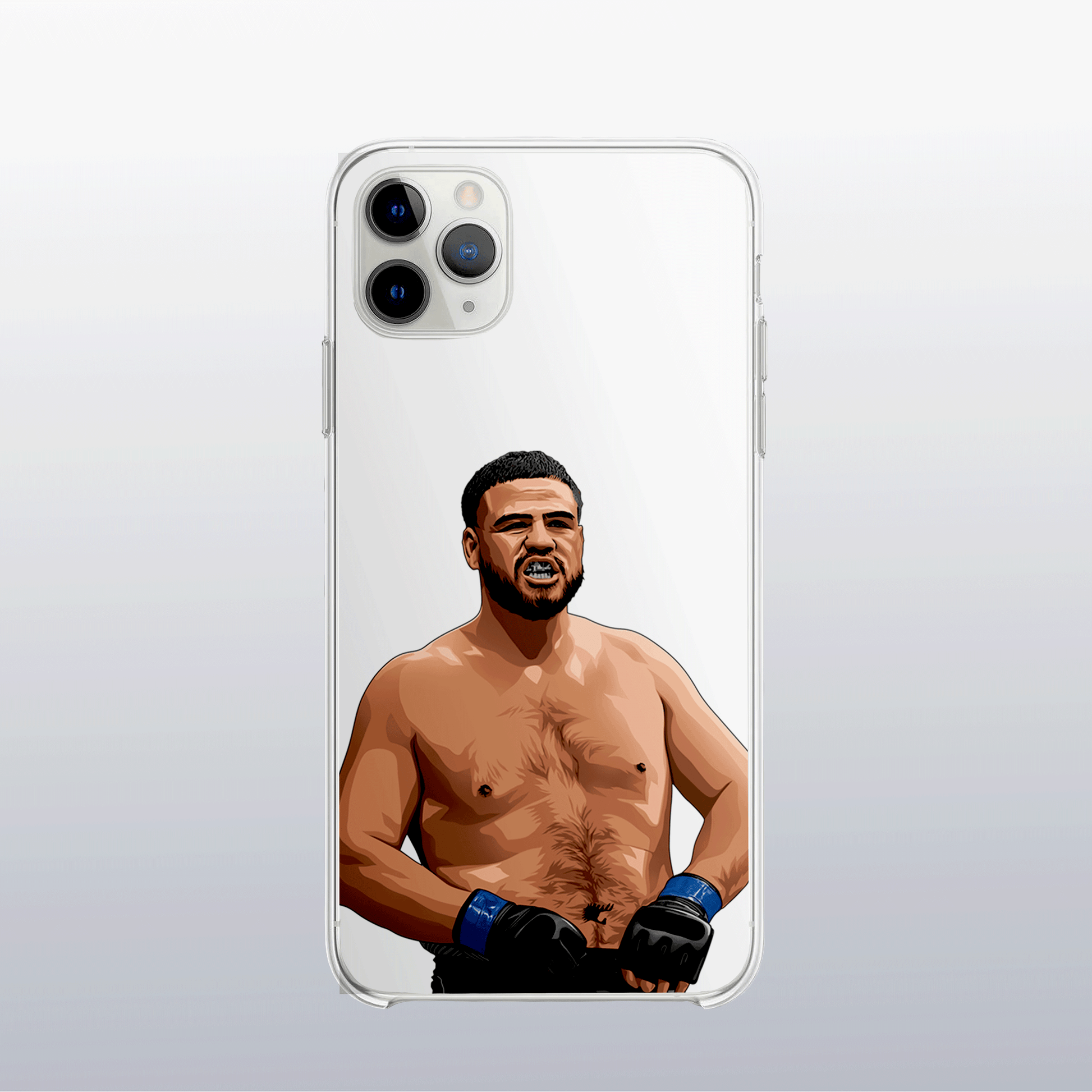 Coque transparente Tai Tuivasa – silhouette du combattant, style épuré et percutant.