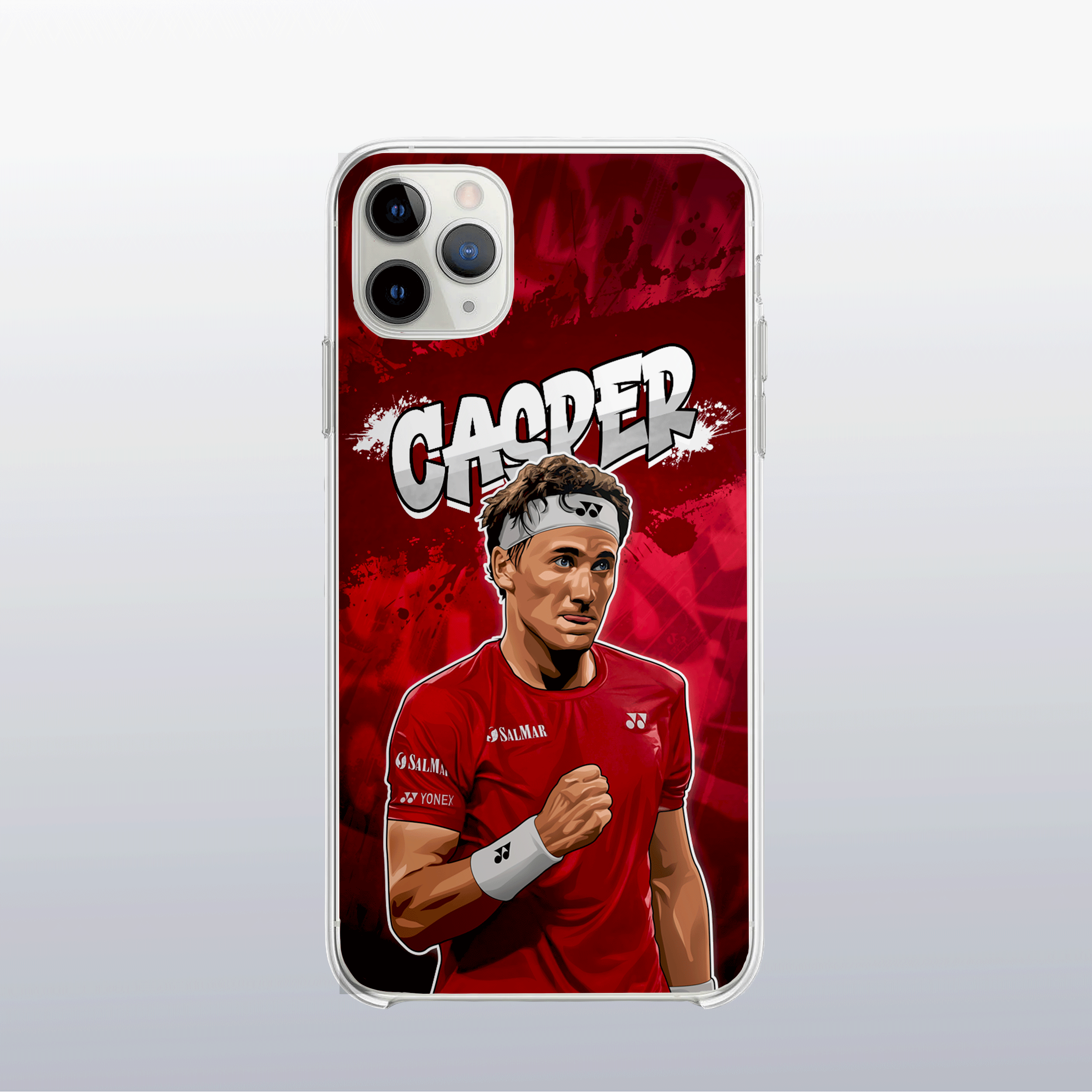 Coque de téléphone Casper Ruud au design graff coloré, style urbain et dynamique pour fans de tennis.