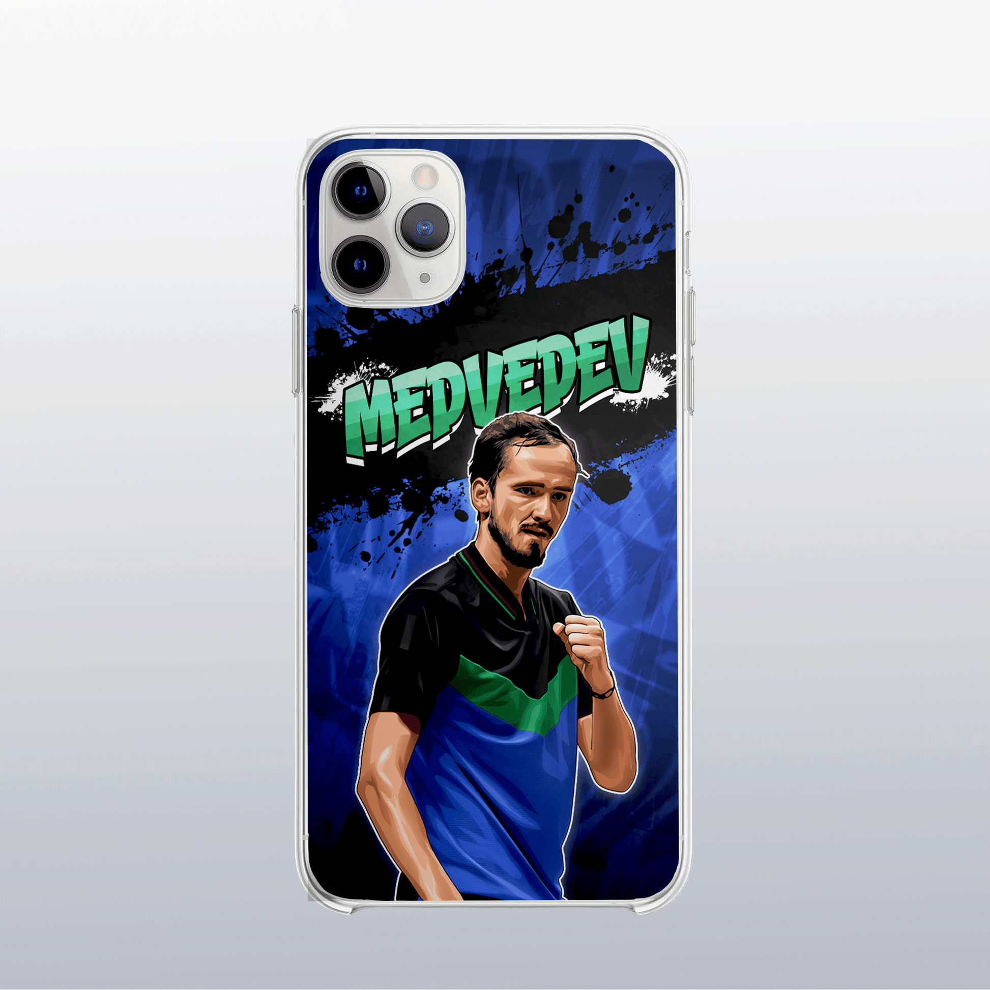 Coque de téléphone Daniil Medvedev au design graff coloré, style urbain et dynamique pour fans de tennis.