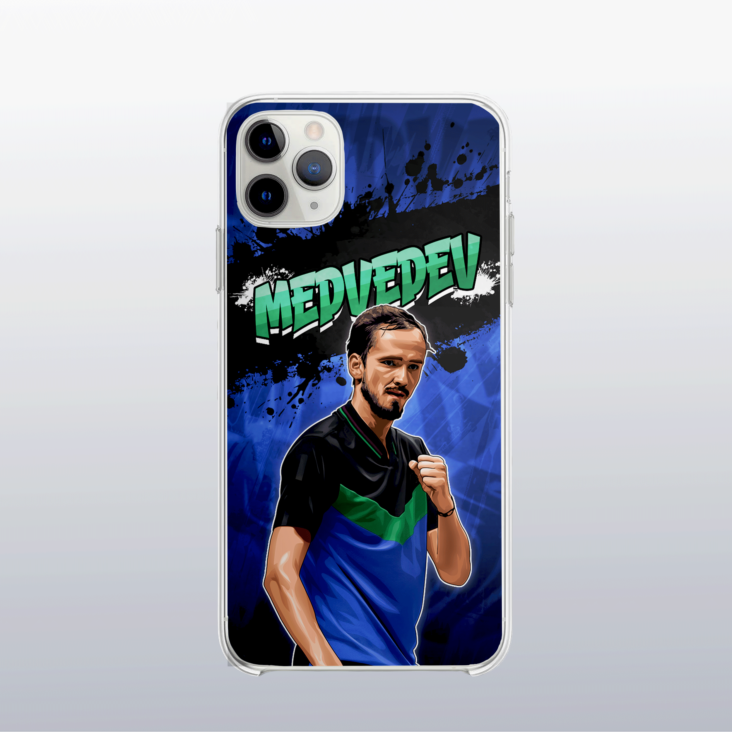 Coque de téléphone Daniil Medvedev au design graff coloré, style urbain et dynamique pour fans de tennis.