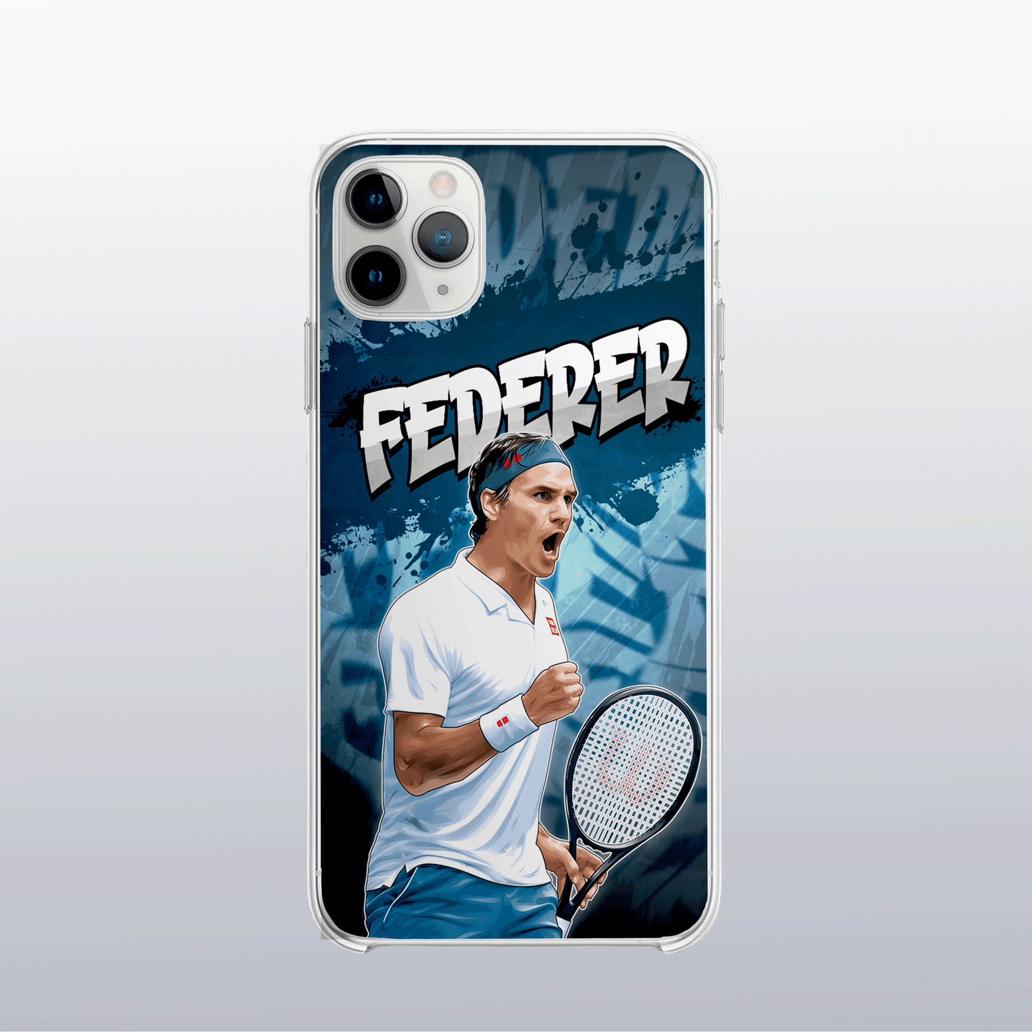 Coque de téléphone Roger Federer (Wimbledon) au design graff coloré, en hommage à son élégance sur gazon.