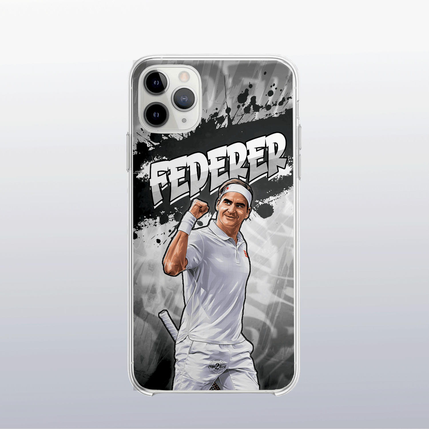 Coque de téléphone Roger Federer (Open d’Australie) au design graff coloré, clin d’œil à ses titres à Melbourne.