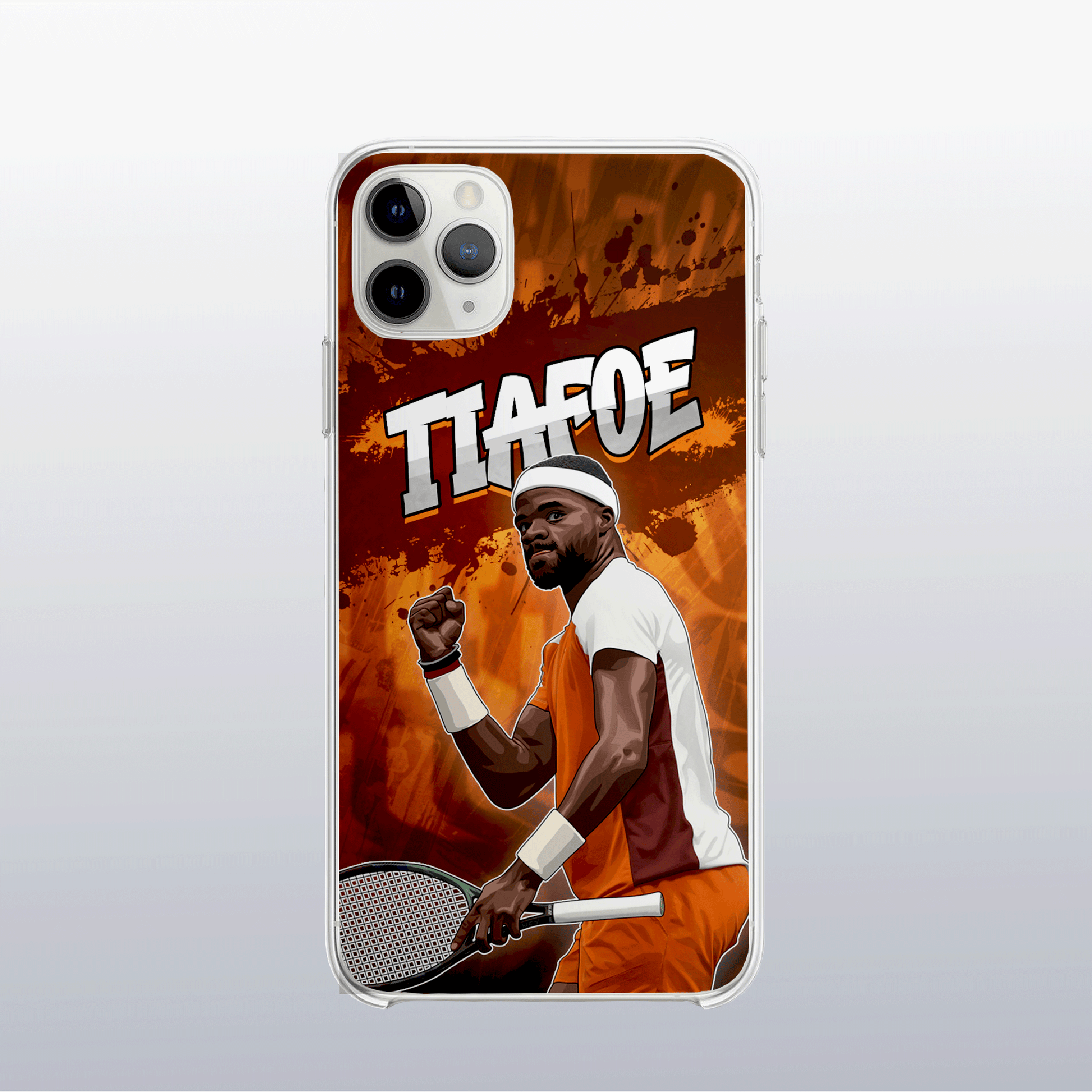 Coque de téléphone Frances Tiafoe au design graff coloré, style urbain et dynamique pour fans de tennis.
