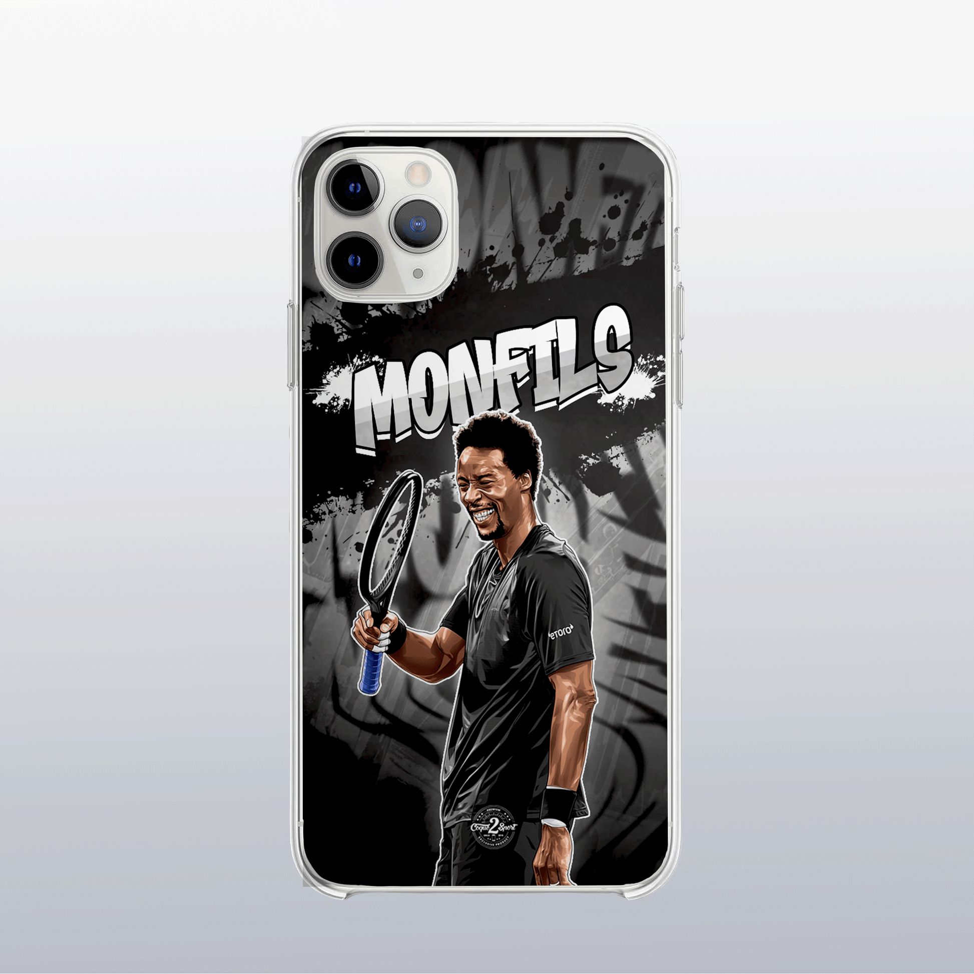 Coque de téléphone Gaël Monfils au design graff coloré, style urbain et dynamique pour fans de tennis.