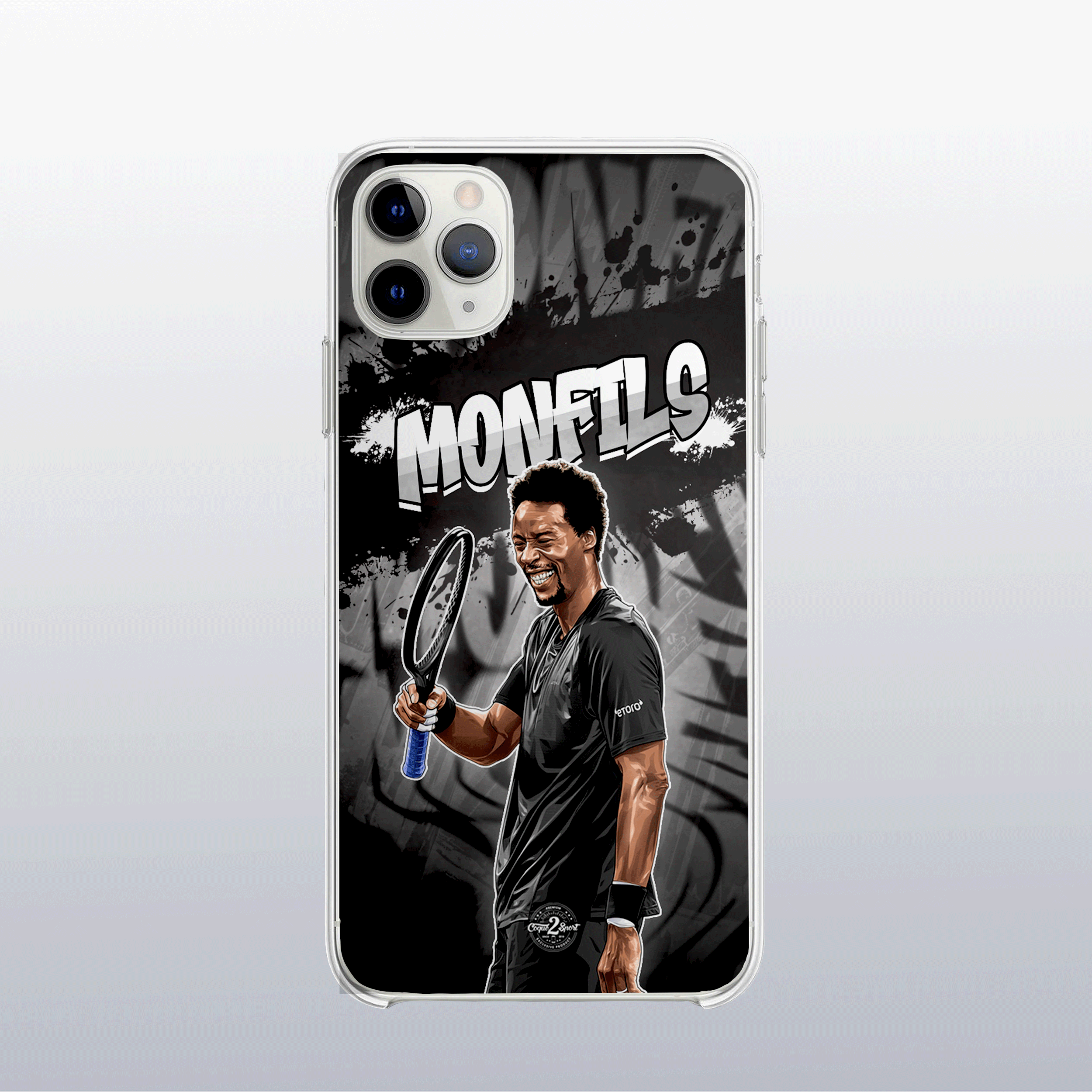 Coque de téléphone Gaël Monfils au design graff coloré, style urbain et dynamique pour fans de tennis.