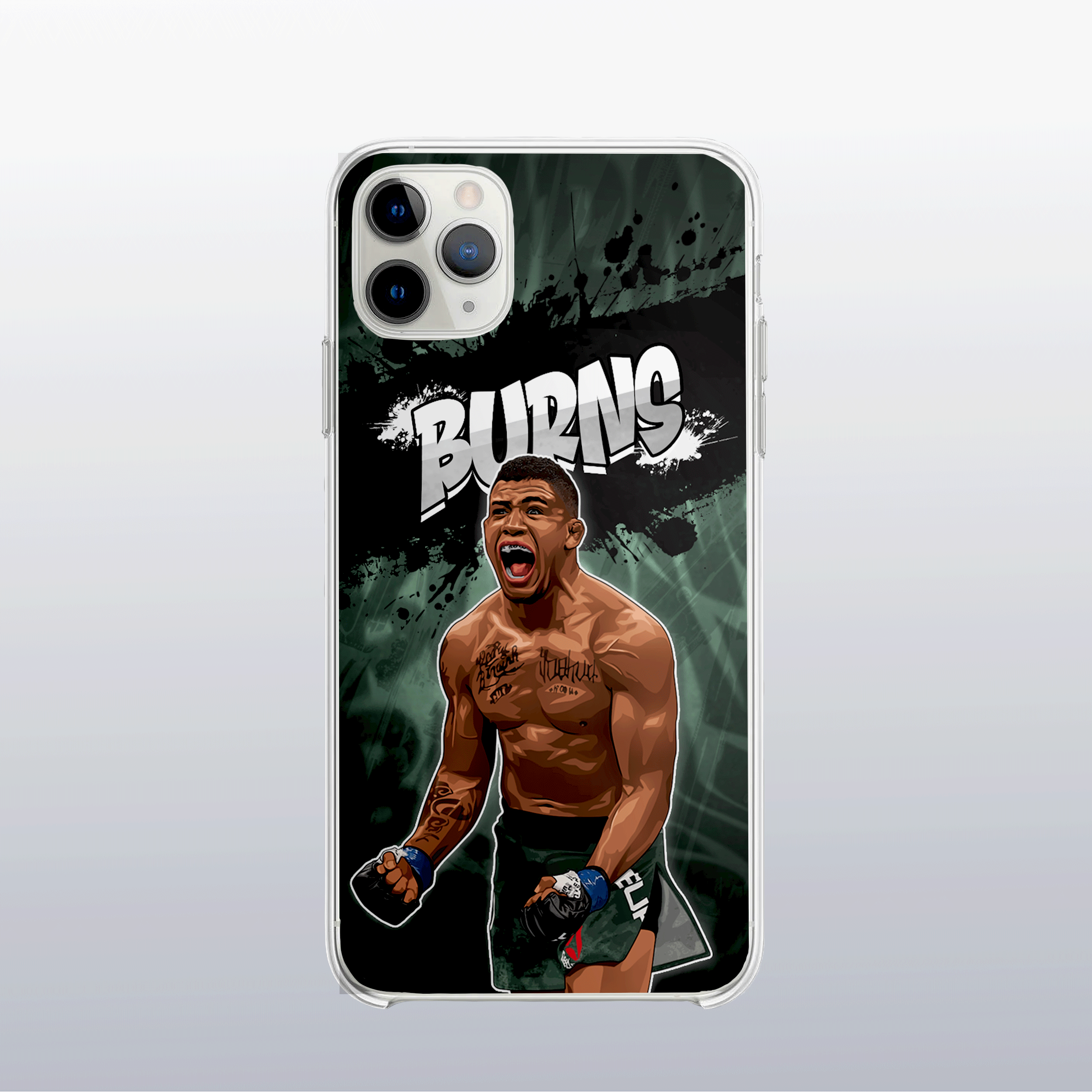 Coque de téléphone Gilbert Burns – design graff coloré inspiré de l’univers MMA, look urbain et percutant.