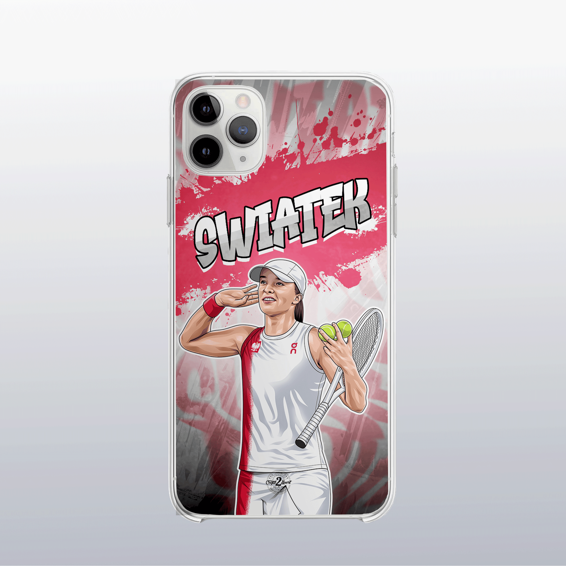 Coque de téléphone Iga Świątek au design graff coloré, style urbain et dynamique pour fans de tennis.
