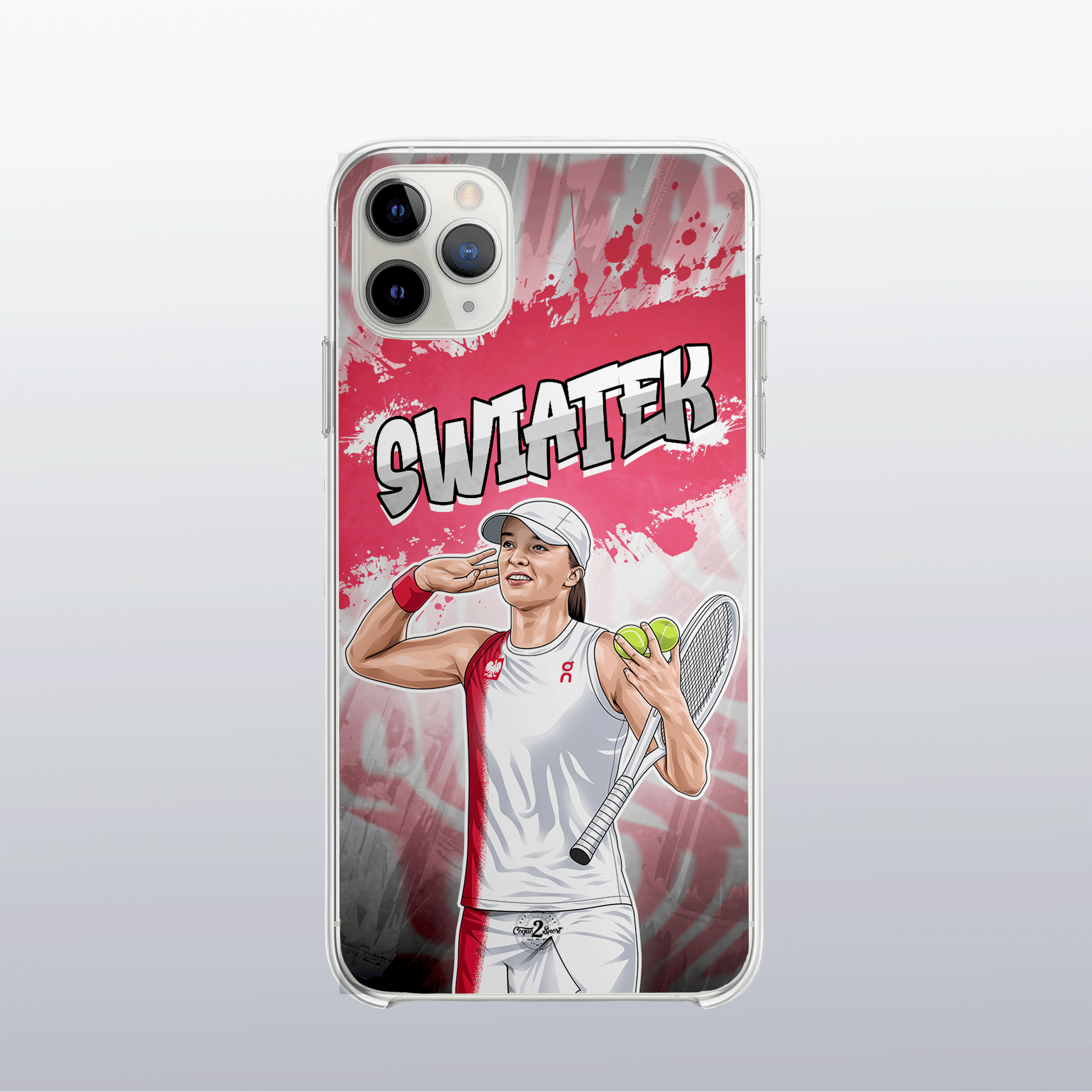 Coque de téléphone Iga Świątek au design graff coloré, style urbain et dynamique pour fans de tennis.