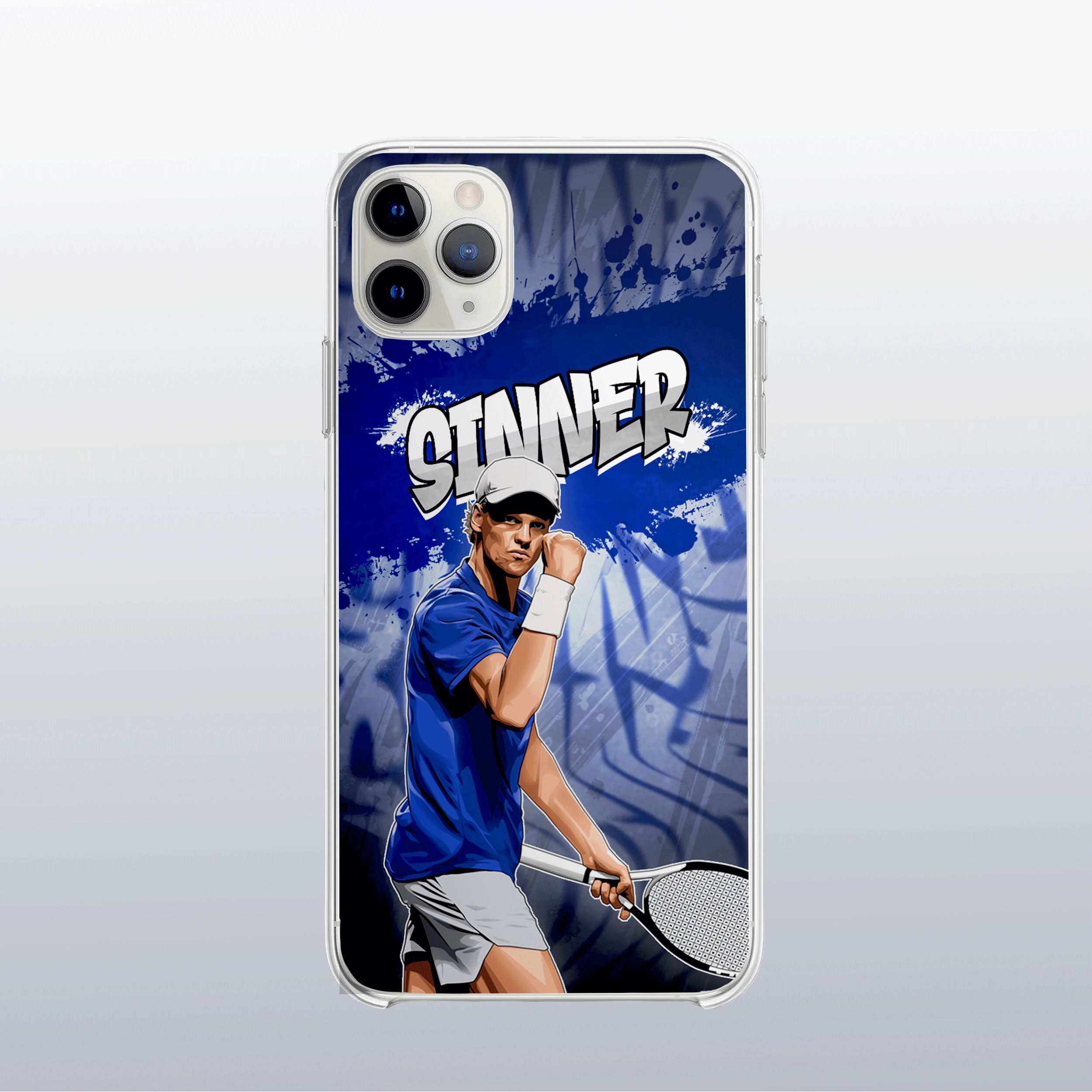 Coque de téléphone Jannik Sinner (modèle 2) au design graff coloré, style urbain et dynamique pour fans de tennis.