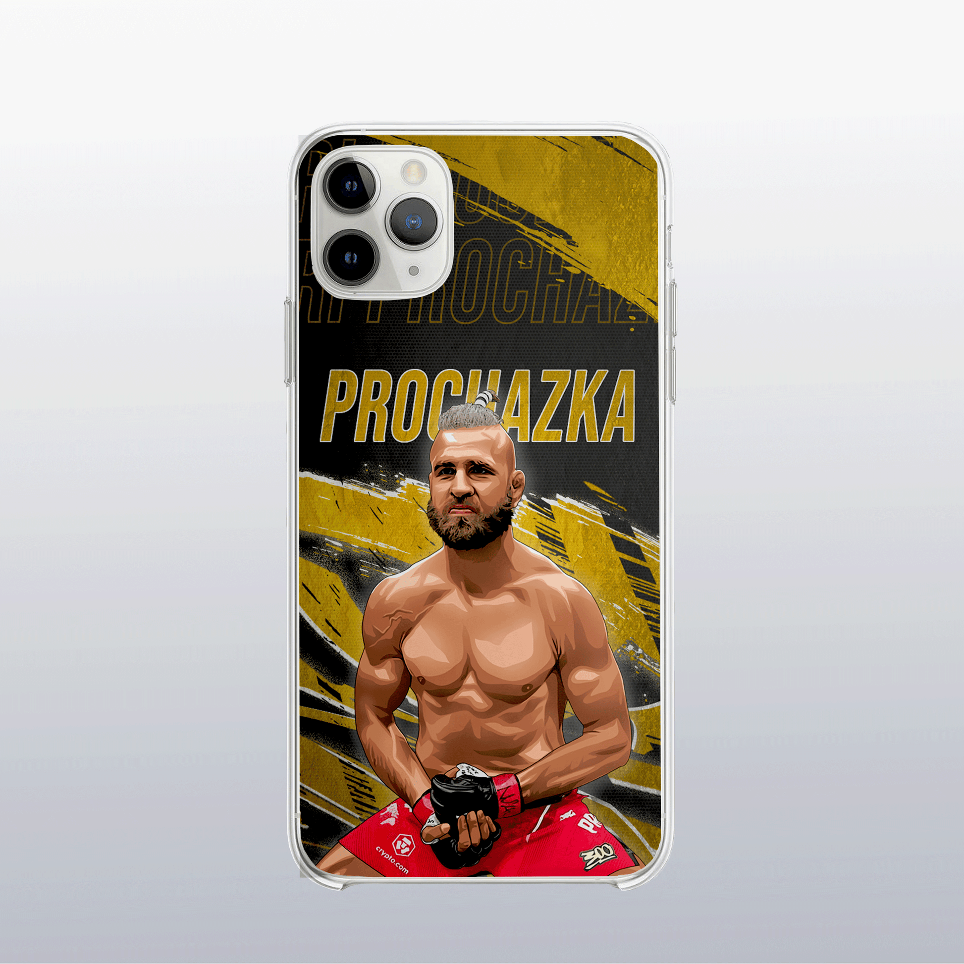 Coque Jiří Procházka Gold Edition – fond doré moderne et visuel intense, à l’image de son style explosif.