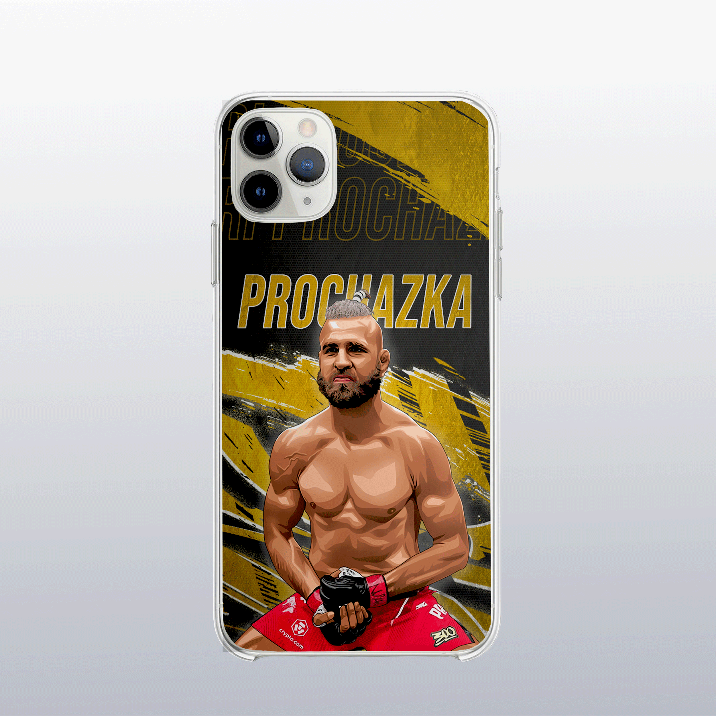 Coque Jiří Procházka Gold Edition – fond doré moderne et visuel intense, à l’image de son style explosif.