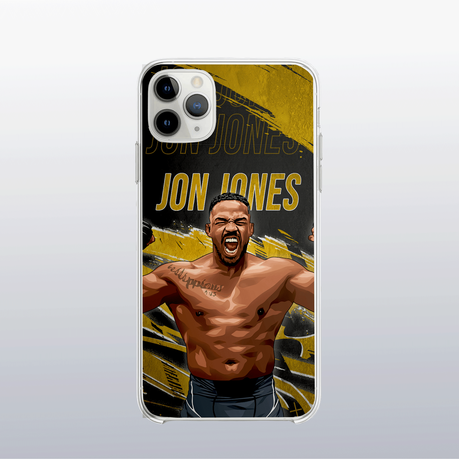 Coque Jon Jones Gold Edition – fond doré moderne et visuel imposant, reflet de sa domination historique.