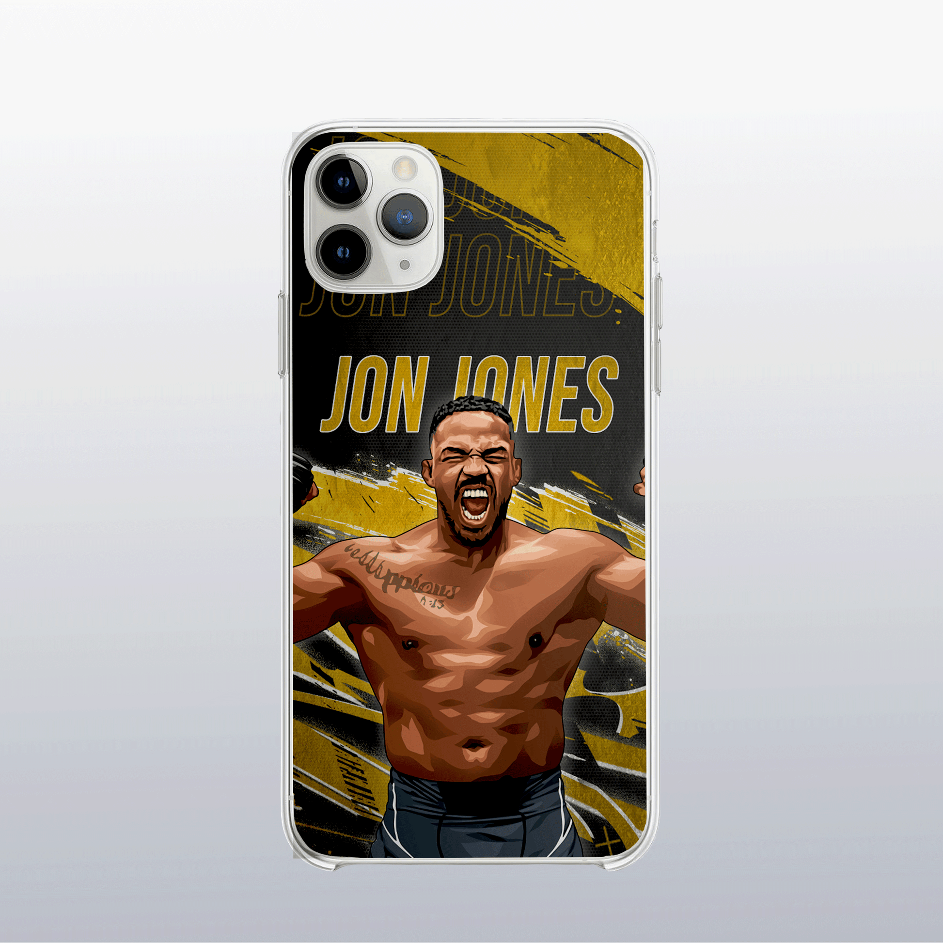 Coque Jon Jones Gold Edition – fond doré moderne et visuel imposant, reflet de sa domination historique.