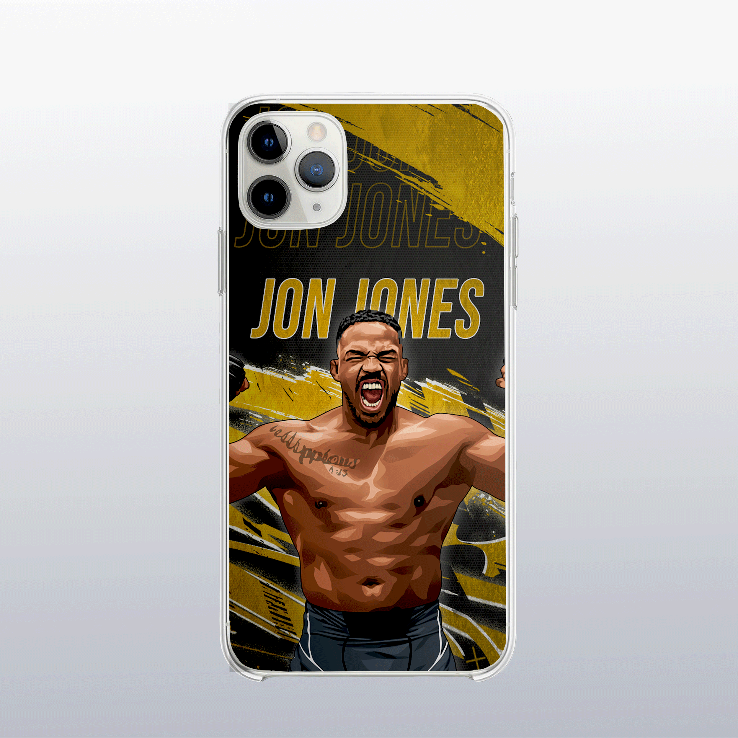 Coque Jon Jones Gold Edition – fond doré moderne et visuel imposant, reflet de sa domination historique.
