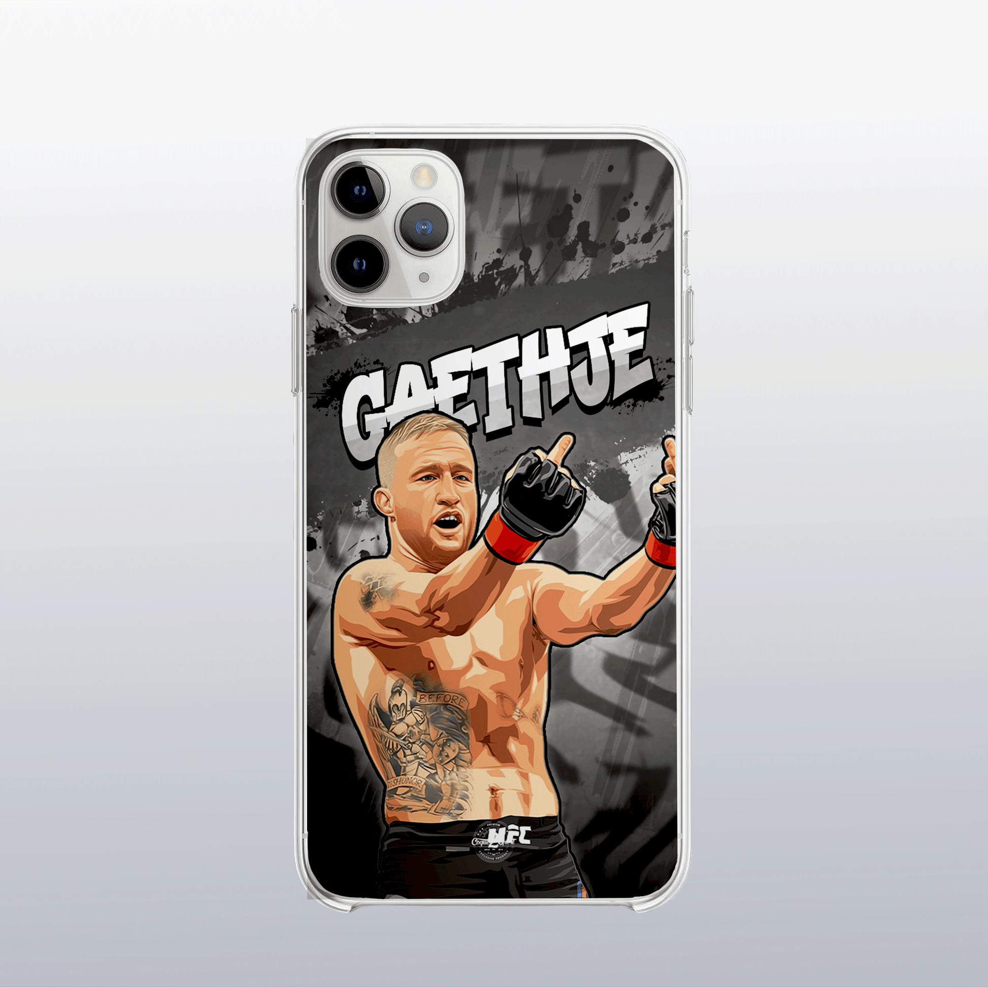 Coque de téléphone Justin Gaethje – design graff coloré inspiré de l’univers MMA, look urbain et percutant.