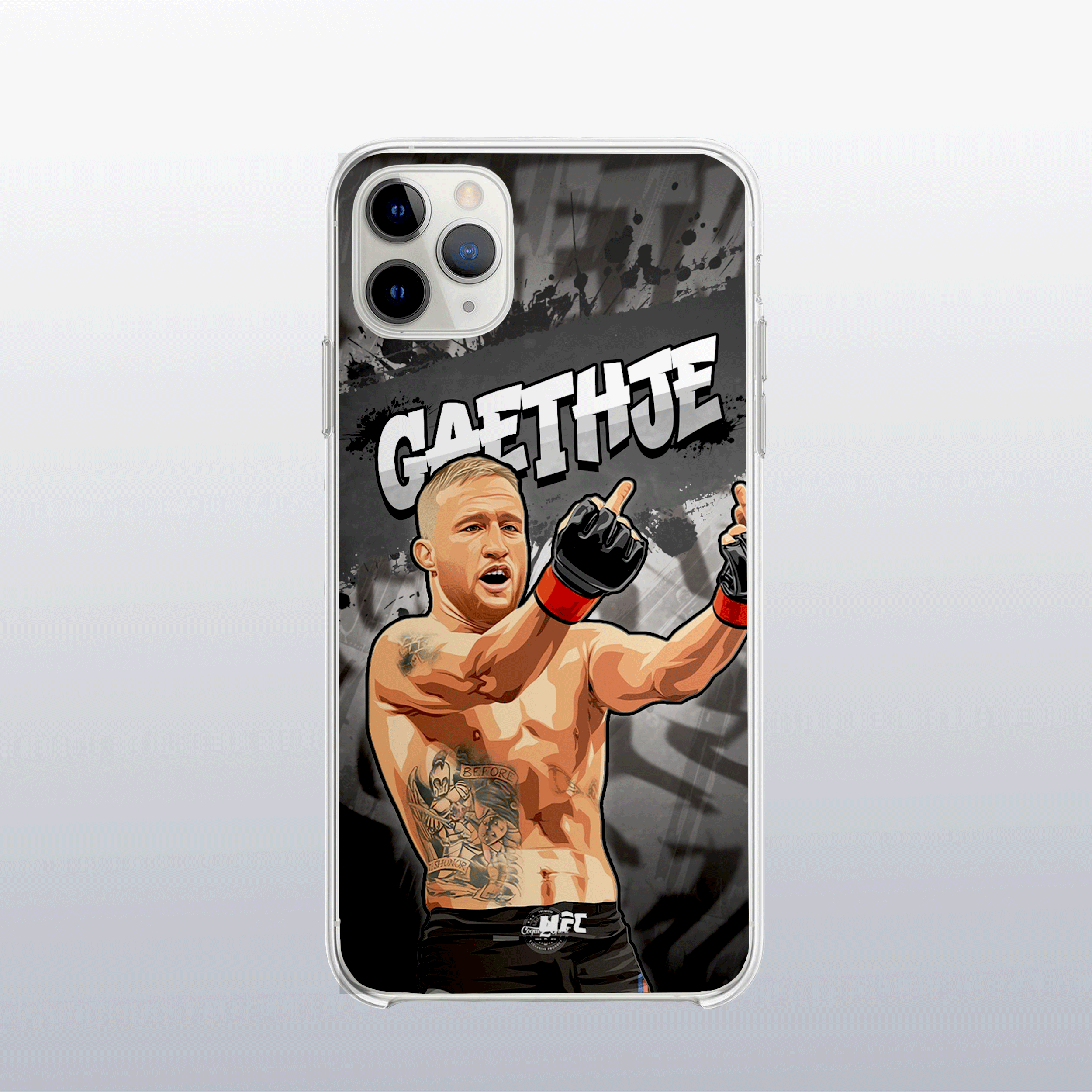Coque de téléphone Justin Gaethje – design graff coloré inspiré de l’univers MMA, look urbain et percutant.