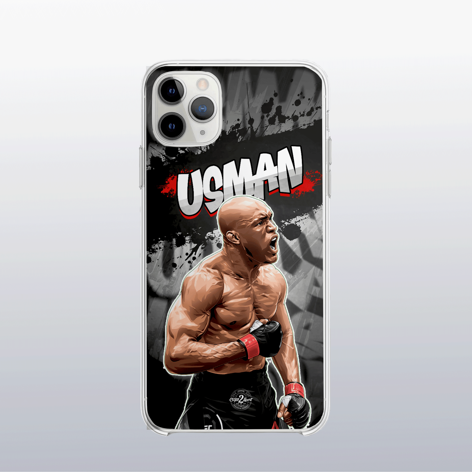Coque de téléphone Kamaru Usman – design graff coloré inspiré de l’univers MMA, look urbain et percutant.