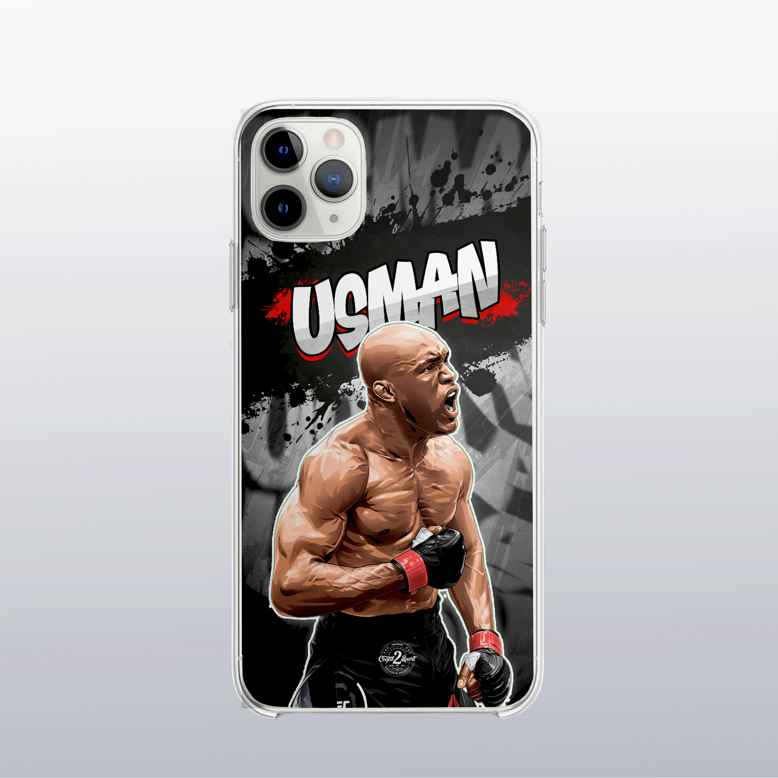Coque de téléphone Kamaru Usman – design graff coloré inspiré de l’univers MMA, look urbain et percutant.