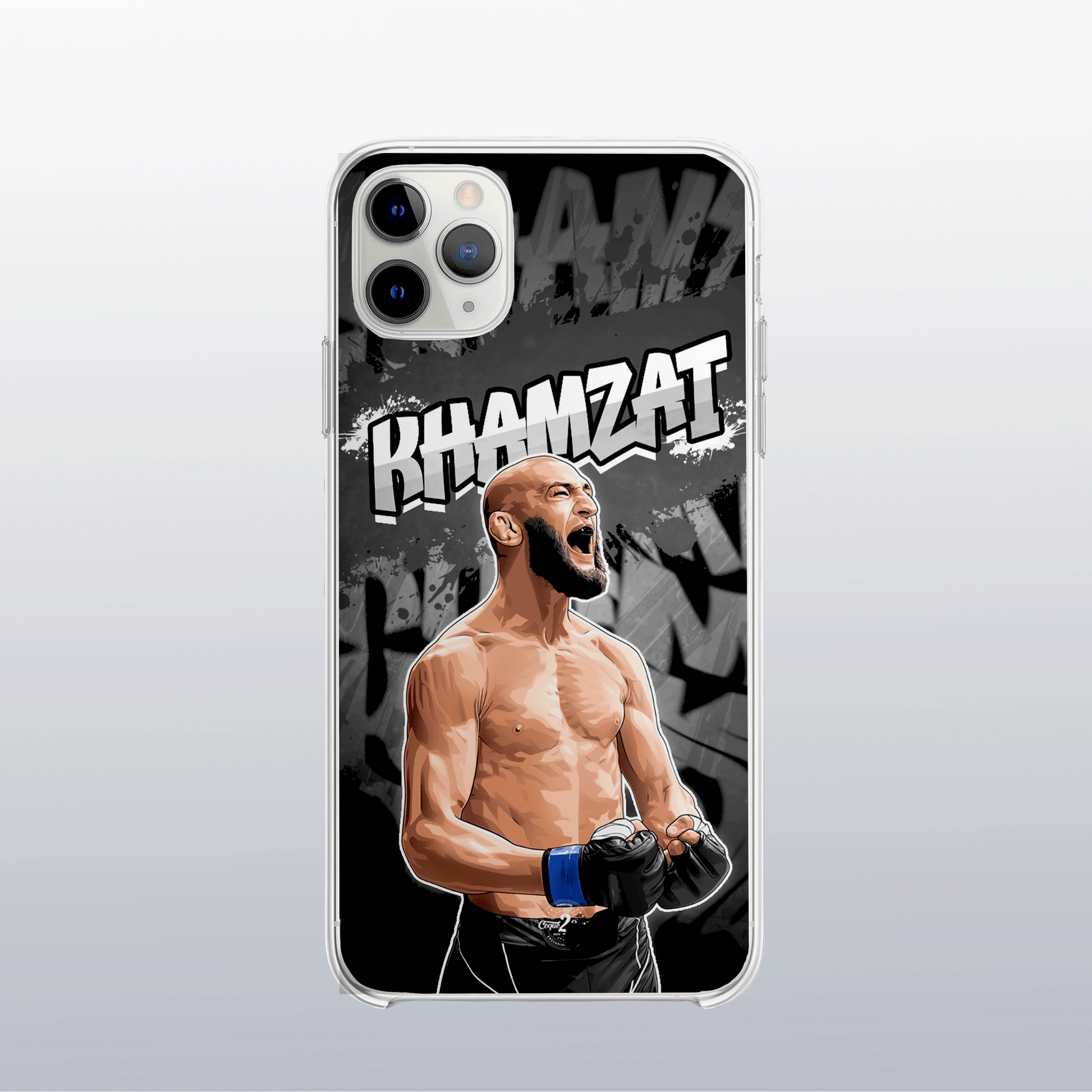 Coque de téléphone Khamzat Chimaev – design graff coloré inspiré de l’univers MMA, look urbain et percutant.