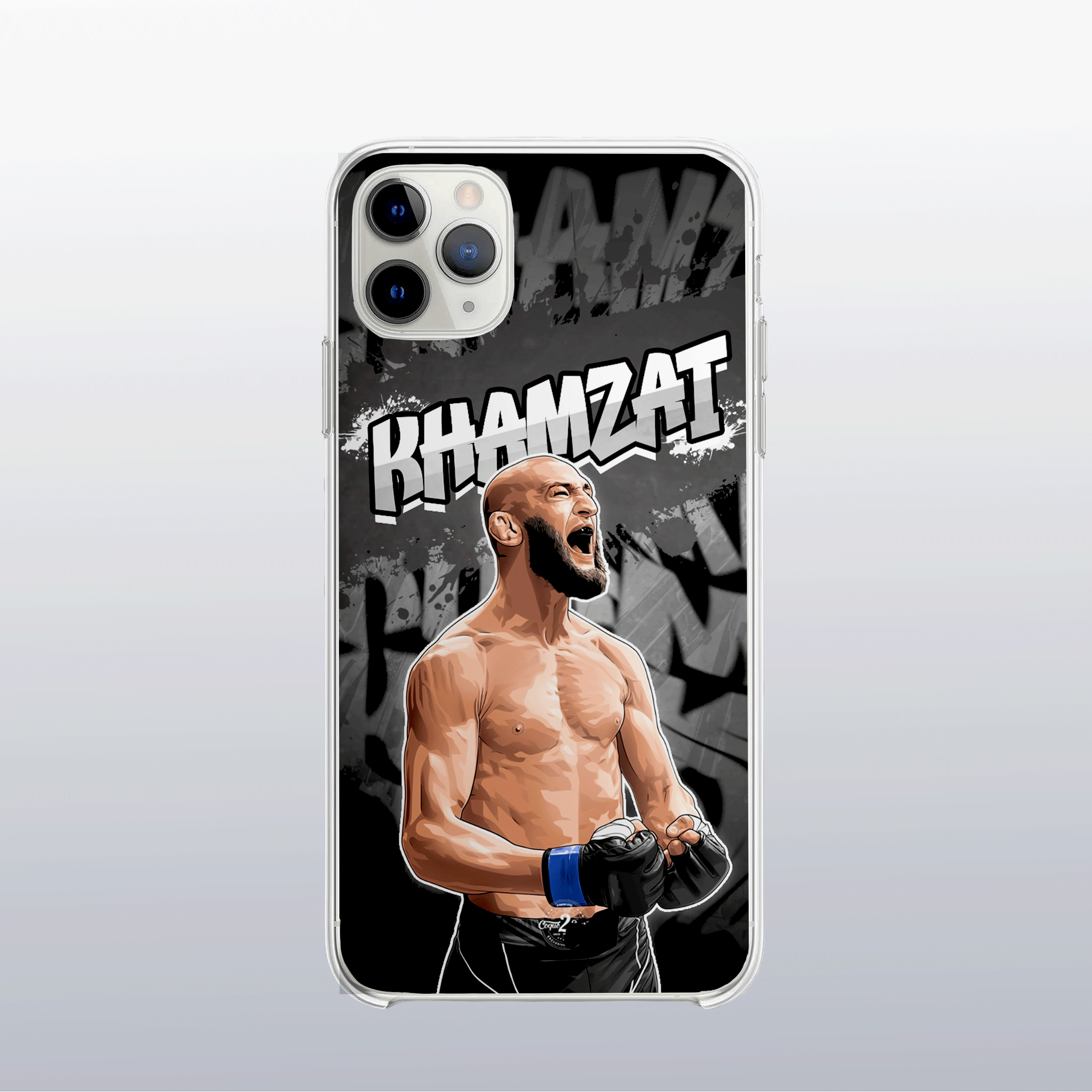Coque de téléphone Khamzat Chimaev – design graff coloré inspiré de l’univers MMA, look urbain et percutant.