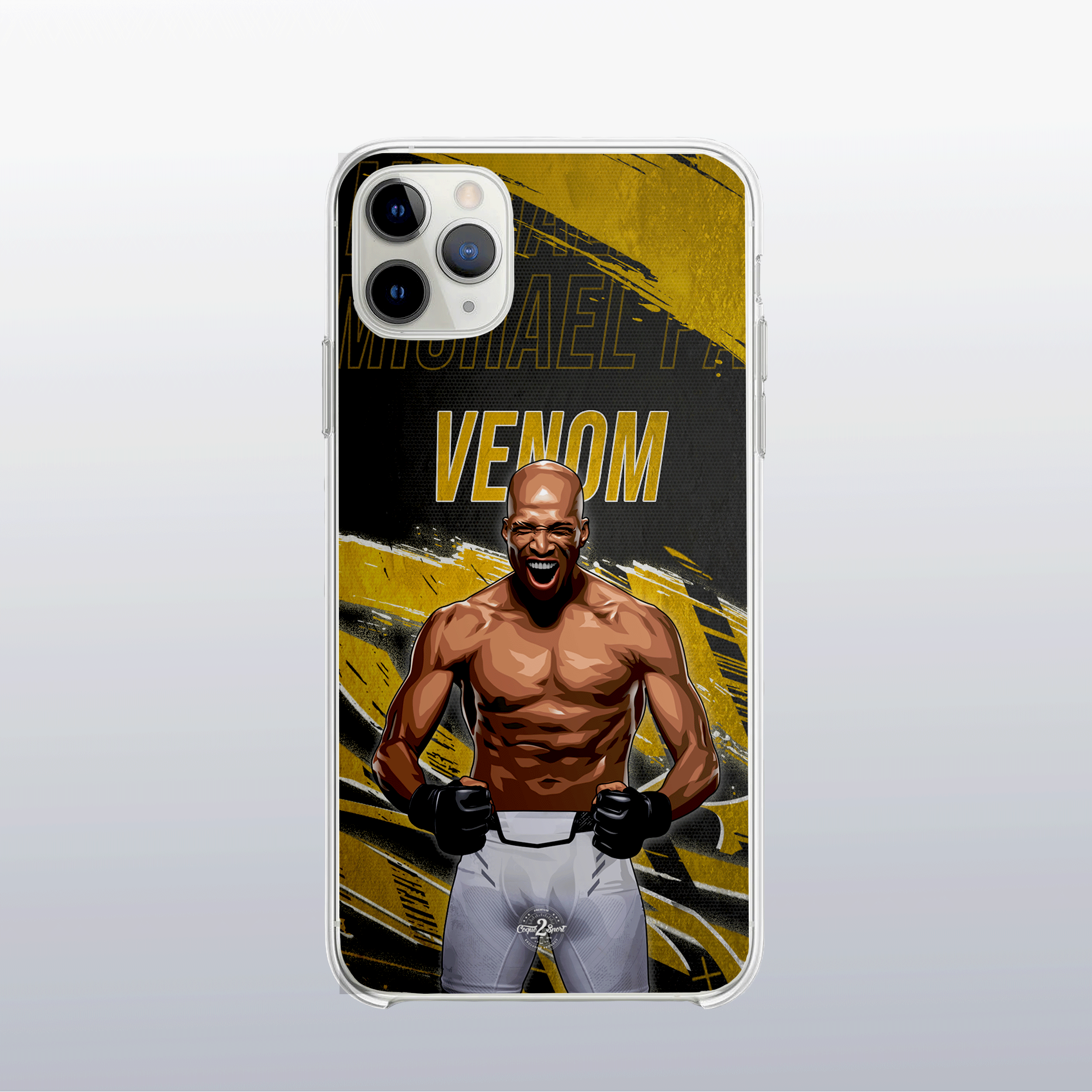Coque Michael Venom Page Gold Edition – fond doré moderne et visuel spectaculaire, à l’image de son style unique.