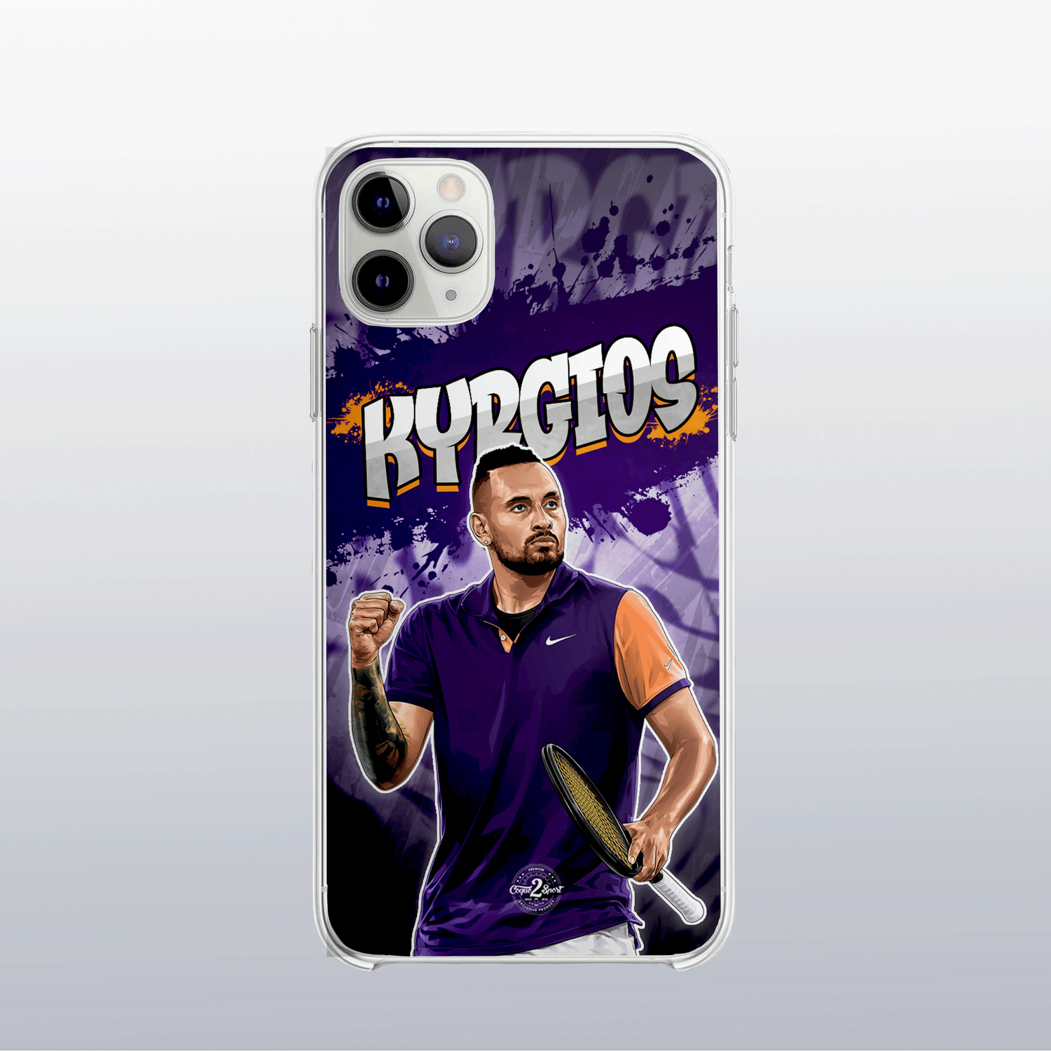 Coque de téléphone Nick Kyrgios au design graff coloré, style urbain et dynamique pour fans de tennis.