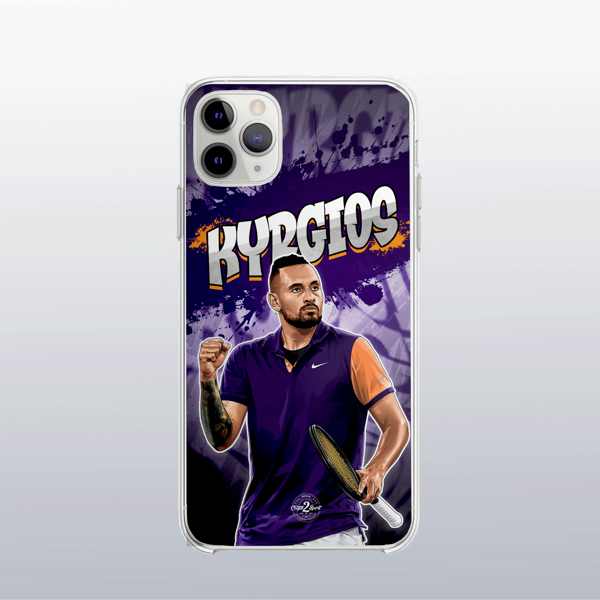 Coque de téléphone Nick Kyrgios au design graff coloré, style urbain et dynamique pour fans de tennis.