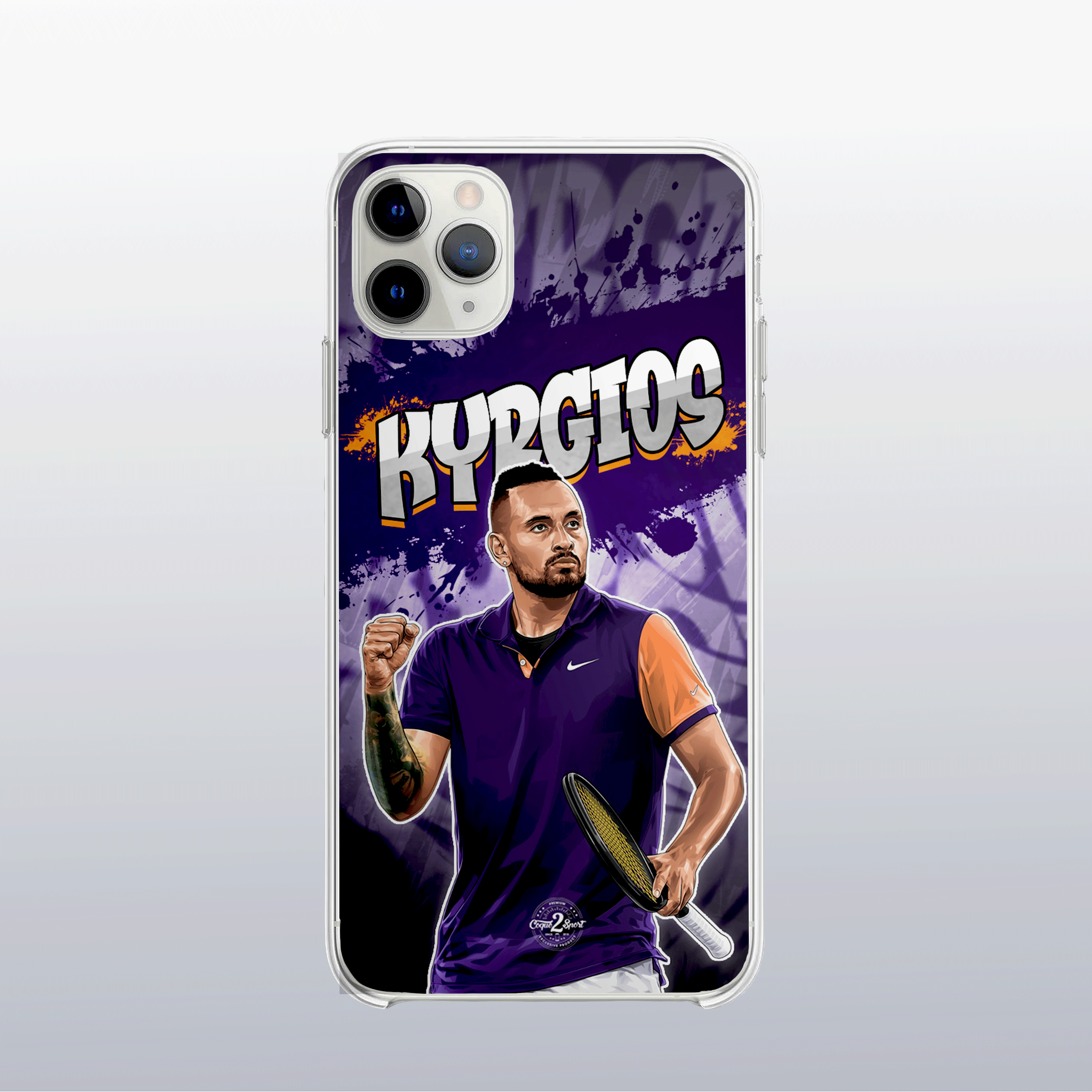 Coque de téléphone Nick Kyrgios au design graff coloré, style urbain et dynamique pour fans de tennis.