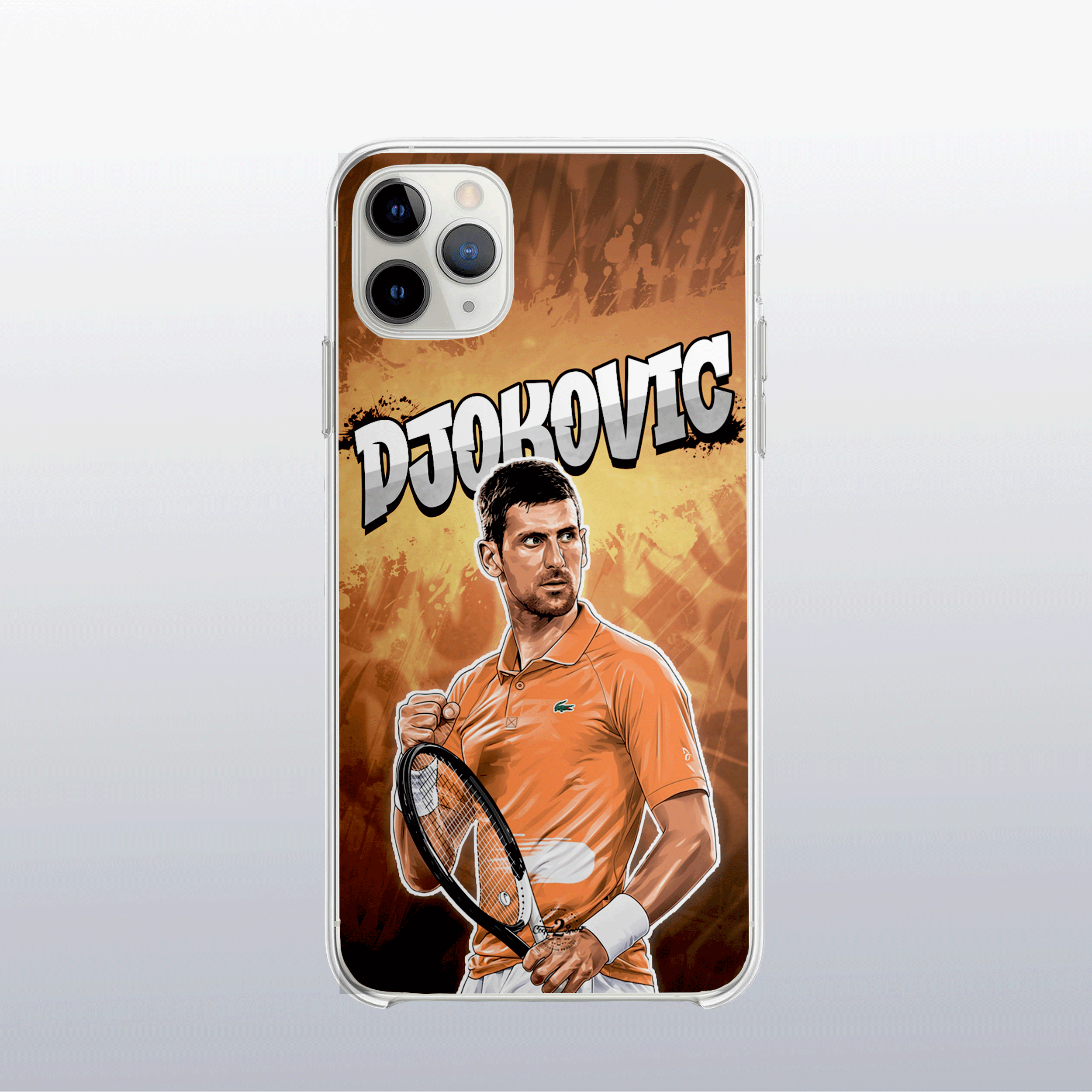 Coque de téléphone Novak Djokovic (Roland-Garros) au design graff coloré, clin d’œil à ses performances sur terre battue.