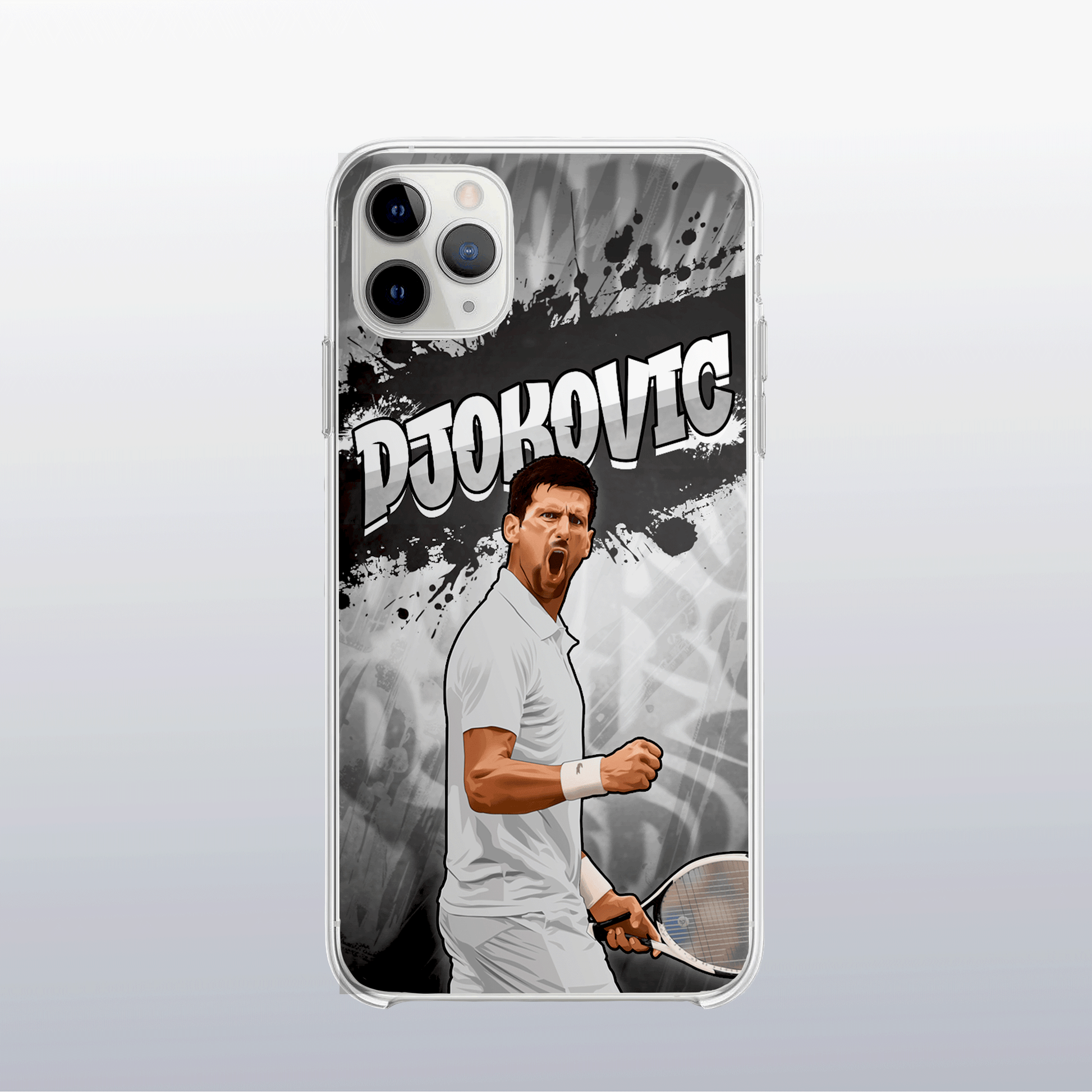 Coque de téléphone Novak Djokovic (Wimbledon) au design graff coloré, inspirée de ses titres sur gazon.