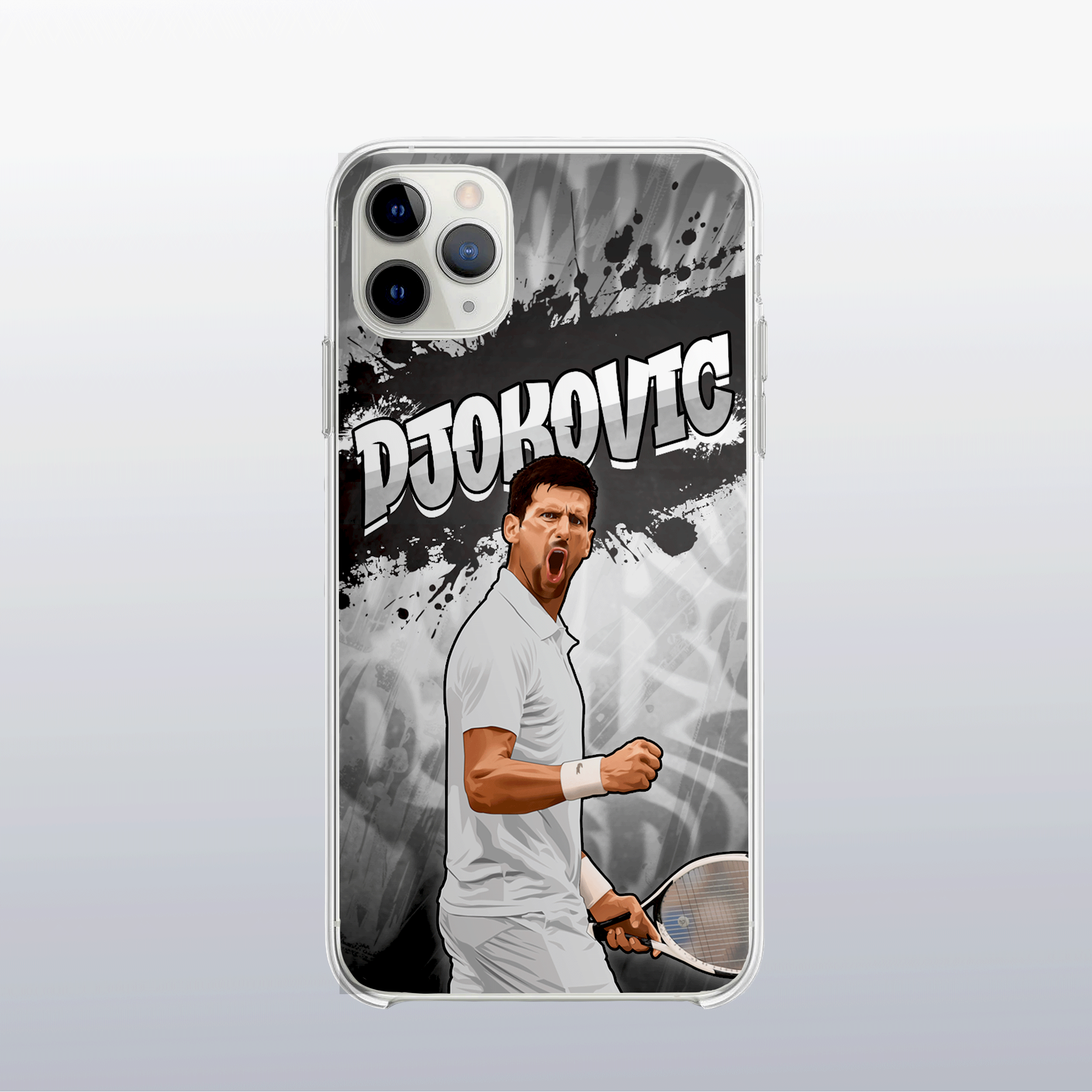 Coque de téléphone Novak Djokovic (Wimbledon) au design graff coloré, inspirée de ses titres sur gazon.