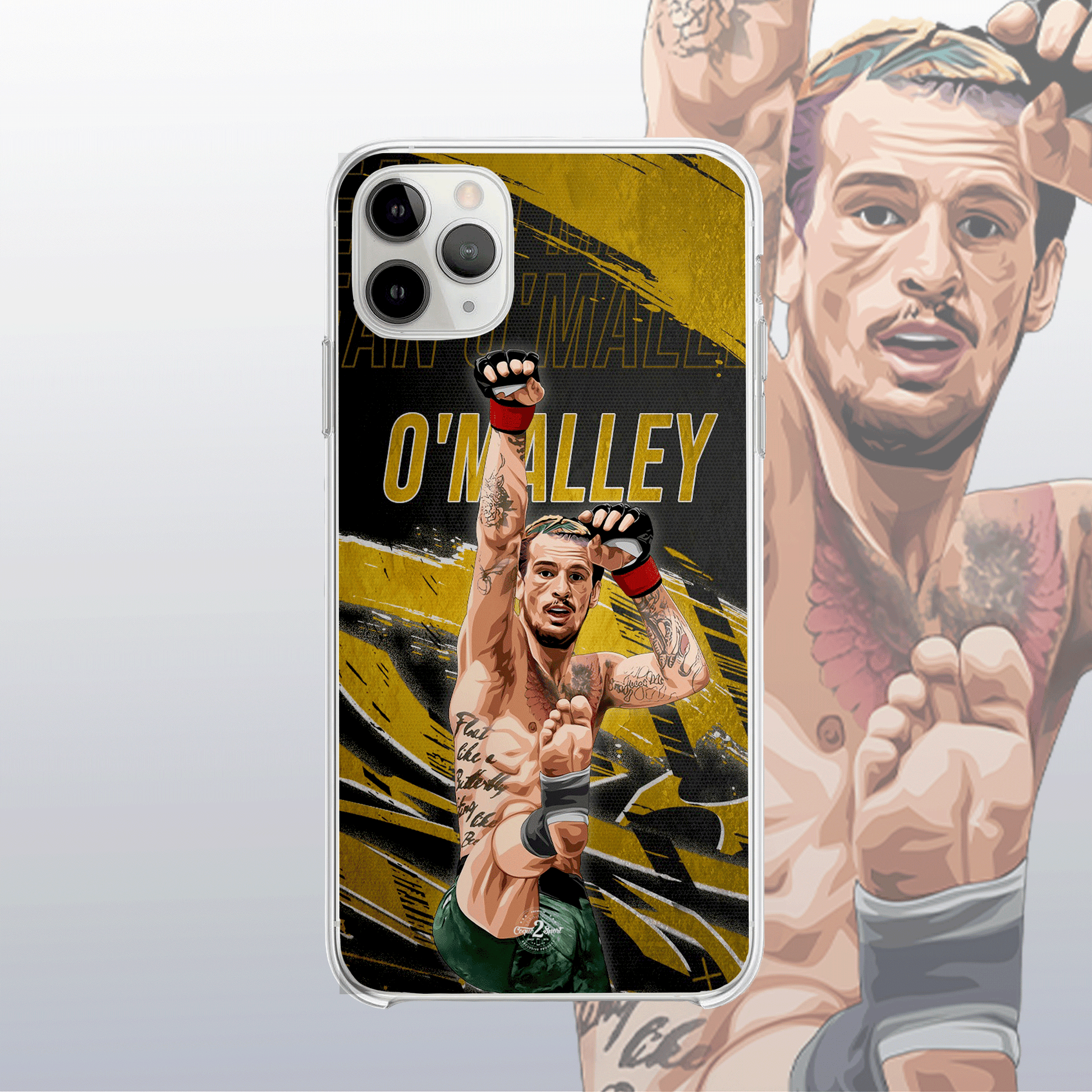 Coque Sean O'Malley Gold Edition – fond doré moderne et visuel éclatant, fidèle à son style flashy et créatif.