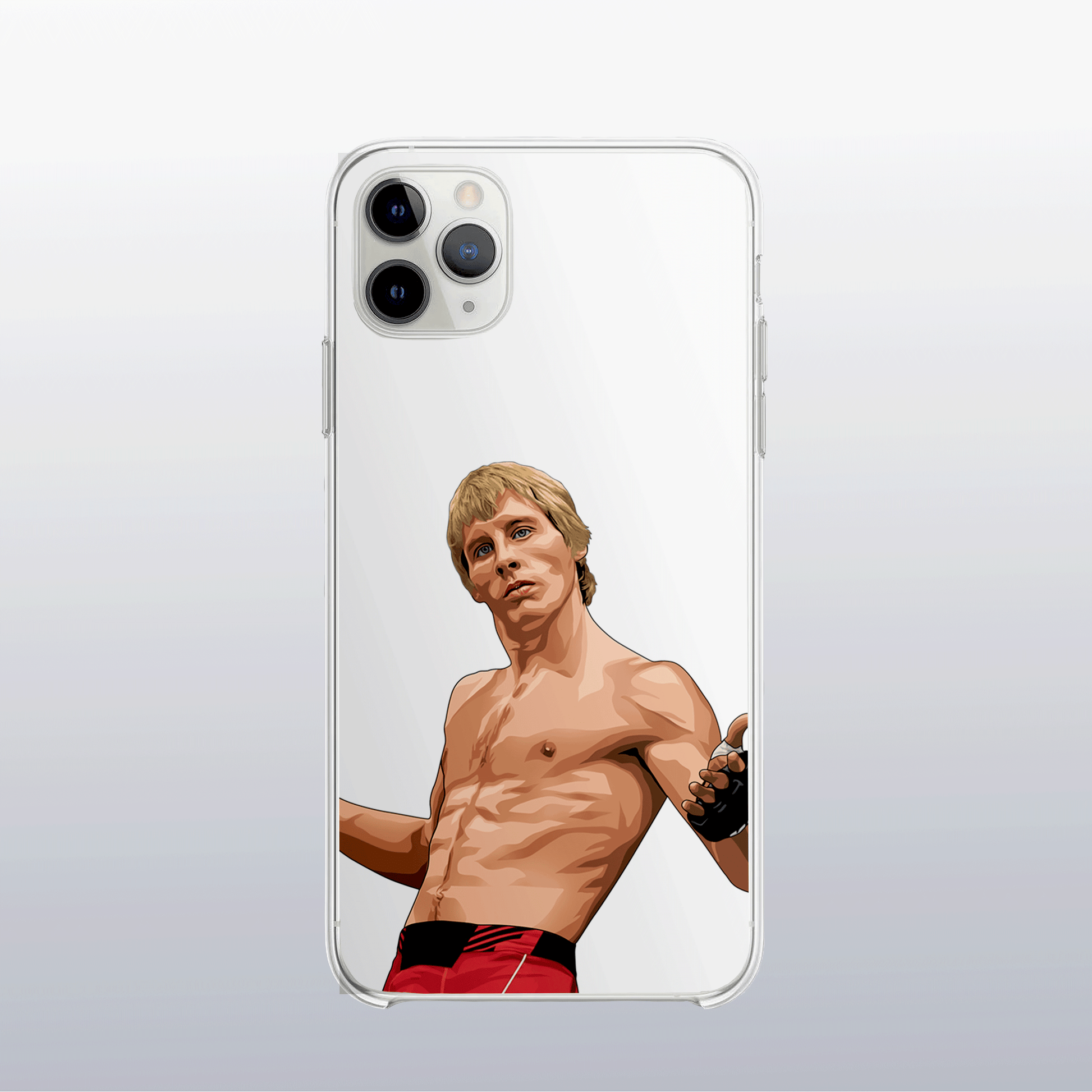Coque transparente Paddy Pimblett – silhouette du combattant, style épuré et expressif.