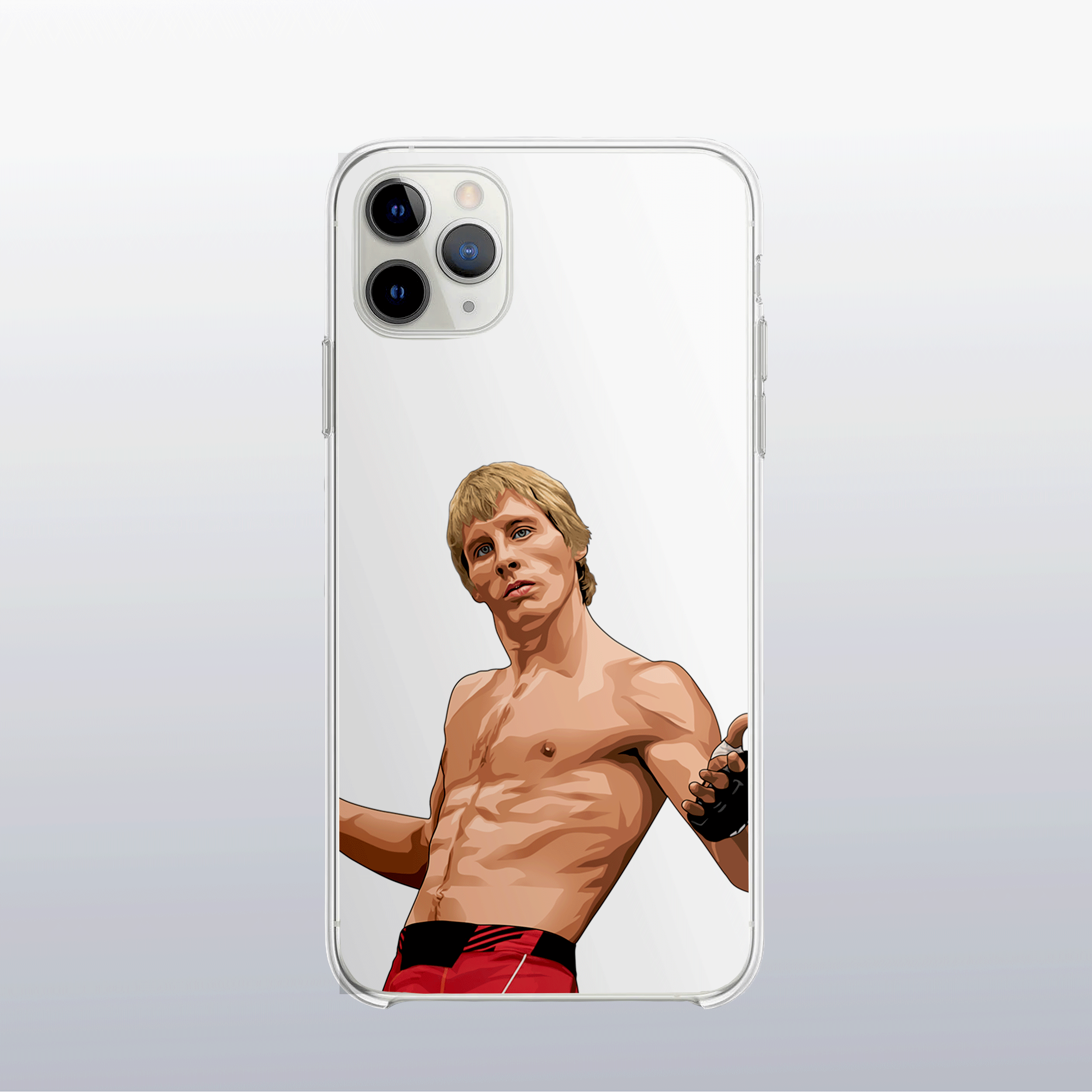 Coque transparente Paddy Pimblett – silhouette du combattant, style épuré et expressif.