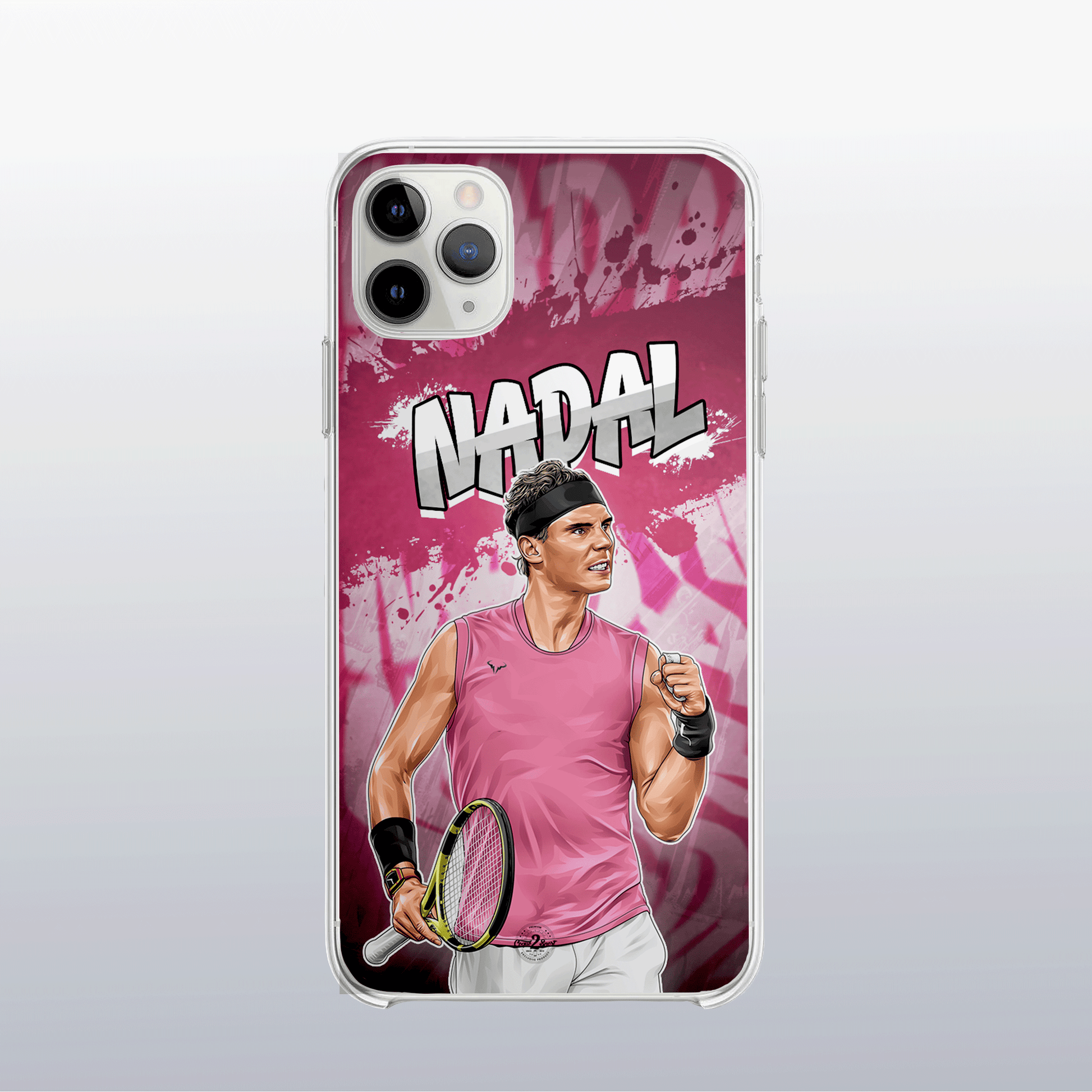 Coque de téléphone Rafael Nadal (modèle 2) au design graff coloré, style urbain et dynamique pour fans de tennis.