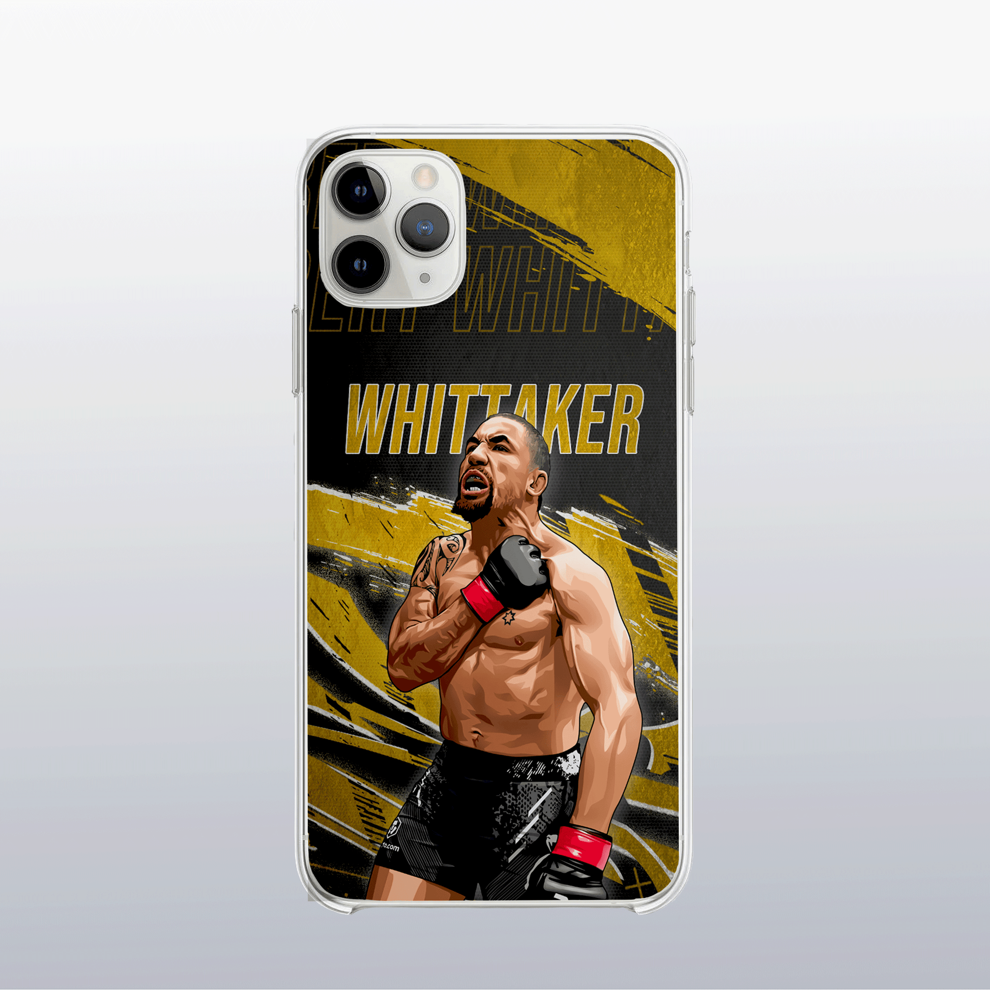 Coque Robert Whittaker Gold Edition – fond doré moderne et visuel puissant, reflet de sa précision et de sa ténacité.