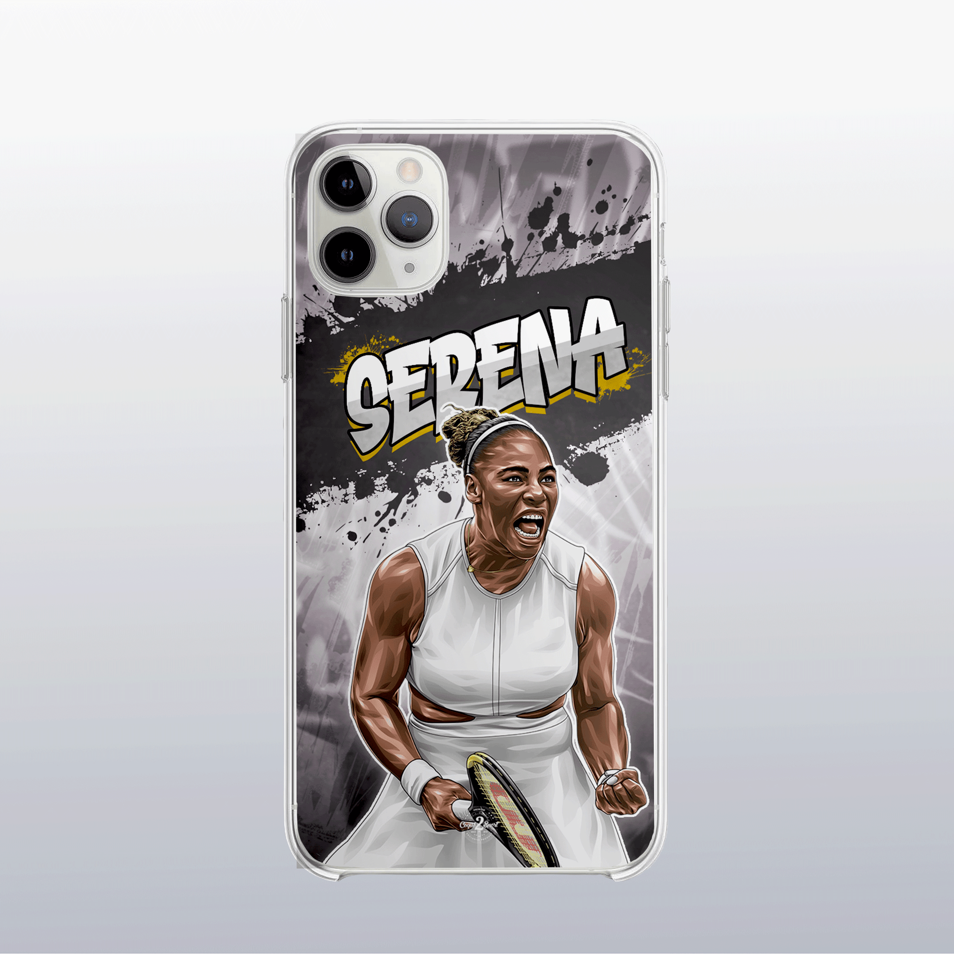 Coque de téléphone Serena Williams au design graff coloré, style urbain et dynamique pour fans de tennis.