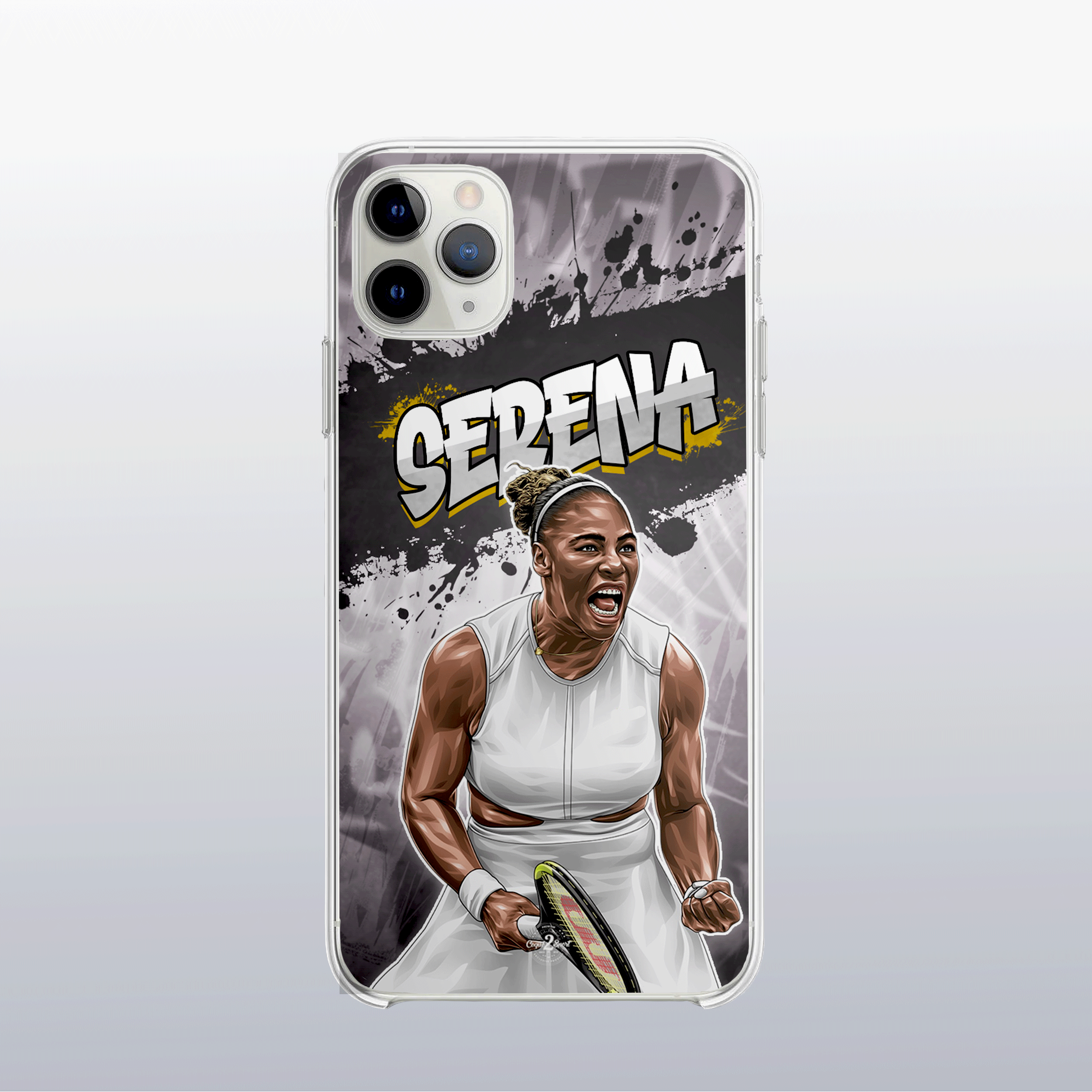 Coque de téléphone Serena Williams au design graff coloré, style urbain et dynamique pour fans de tennis.
