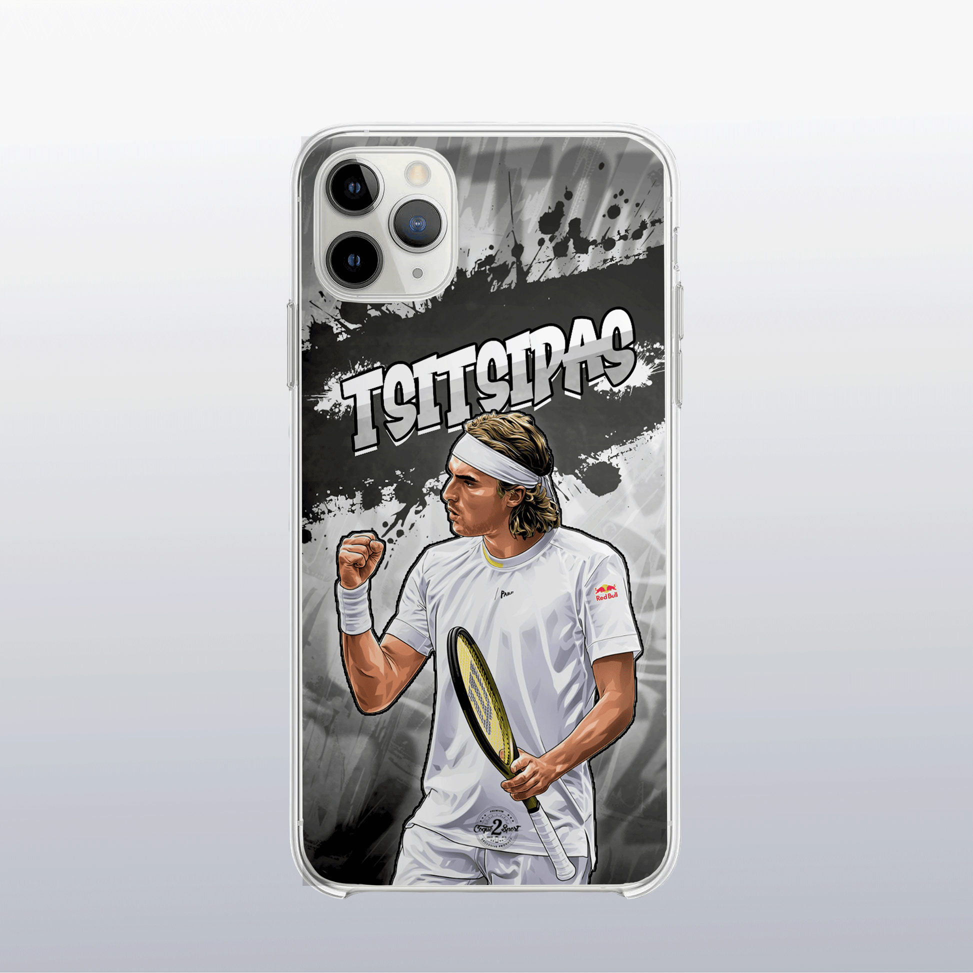 Coque de téléphone Stefanos Tsitsipas au design graff coloré, style urbain et dynamique pour fans de tennis.
