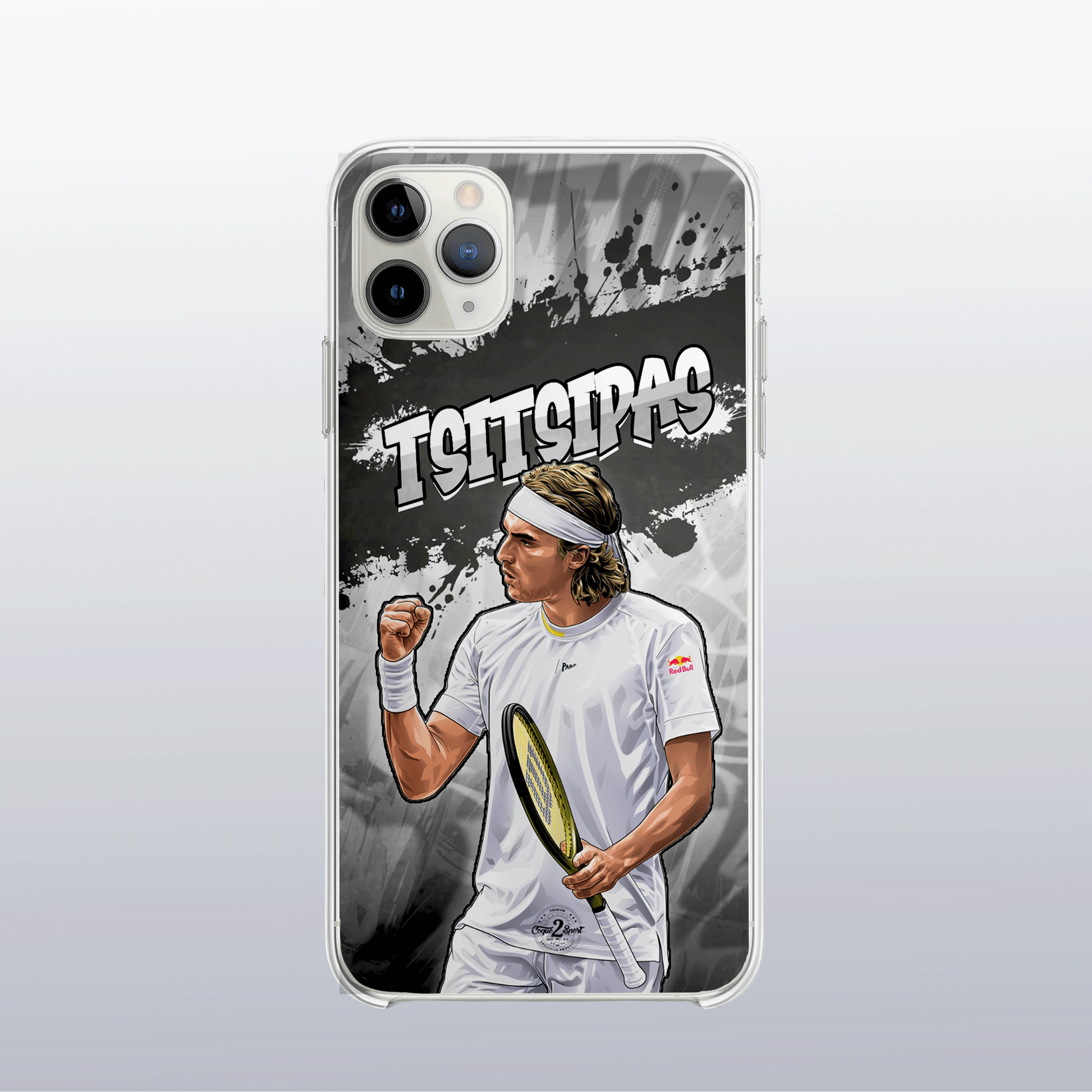Coque de téléphone Stefanos Tsitsipas au design graff coloré, style urbain et dynamique pour fans de tennis.
