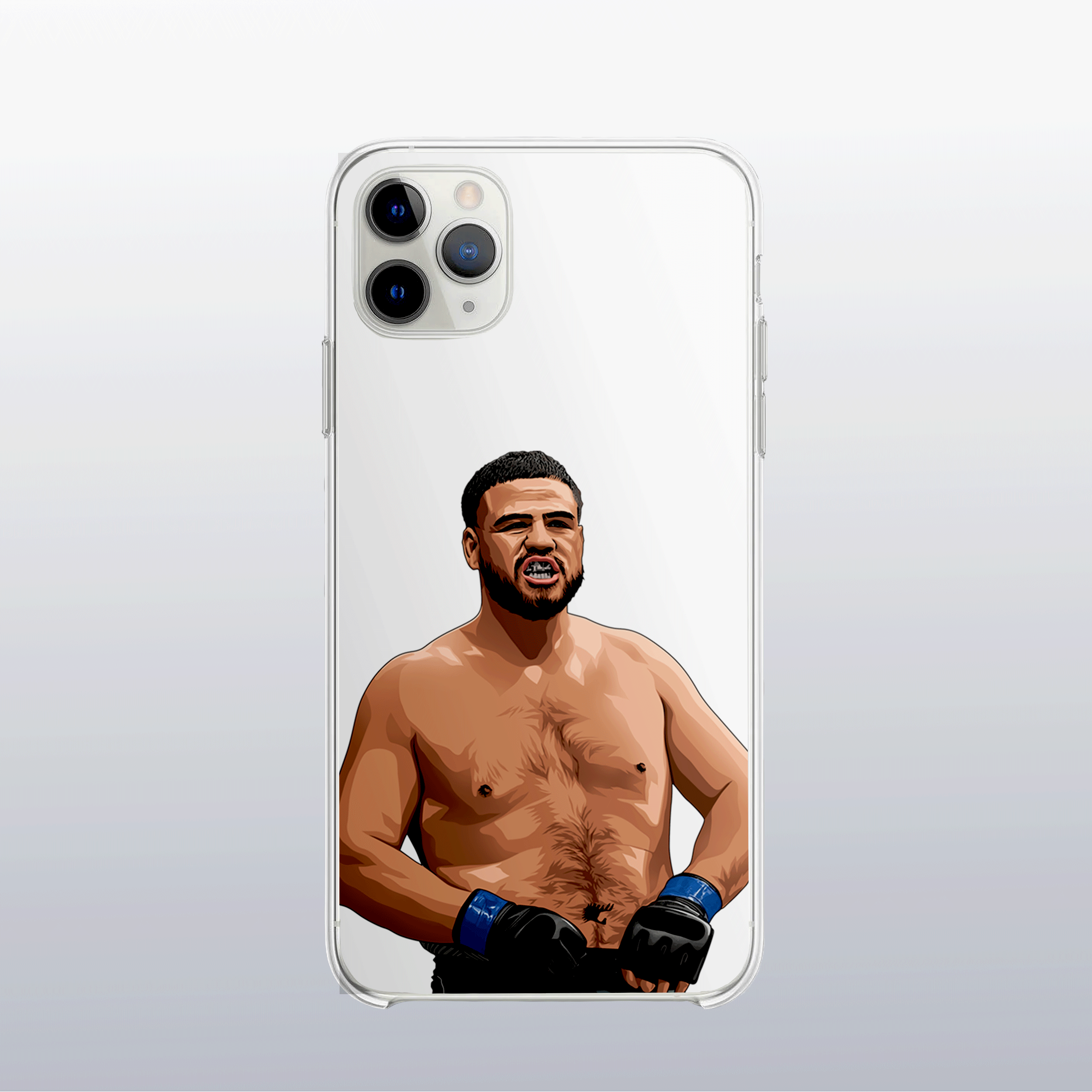 Coque transparente Tai Tuivasa – silhouette du combattant, style épuré et percutant.