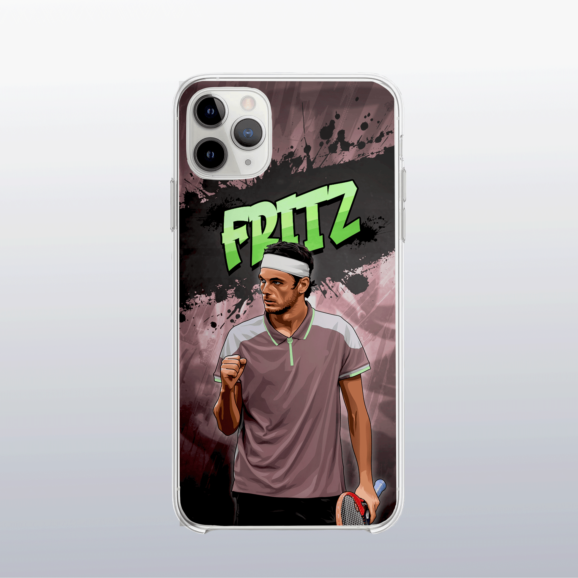 Coque de téléphone Taylor Fritz au design graff coloré, style urbain et dynamique pour fans de tennis.