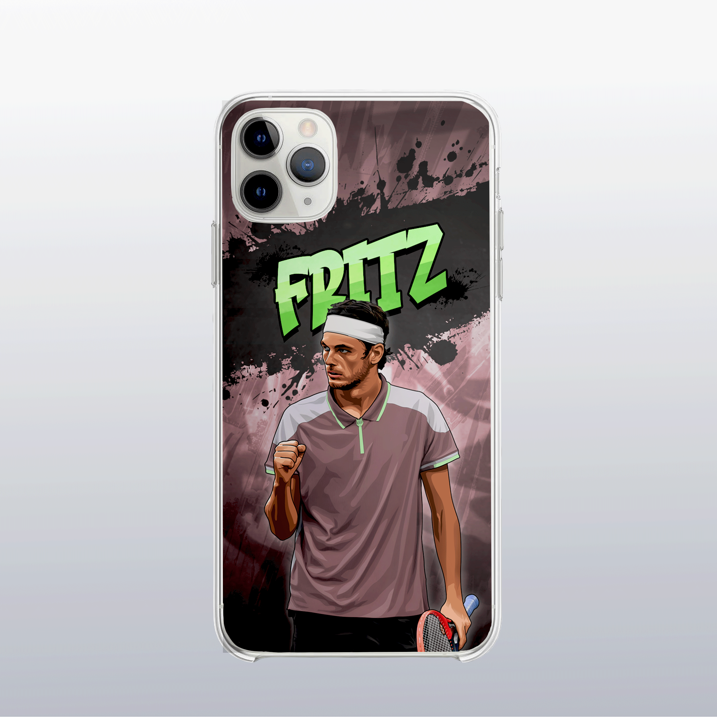 Coque de téléphone Taylor Fritz au design graff coloré, style urbain et dynamique pour fans de tennis.