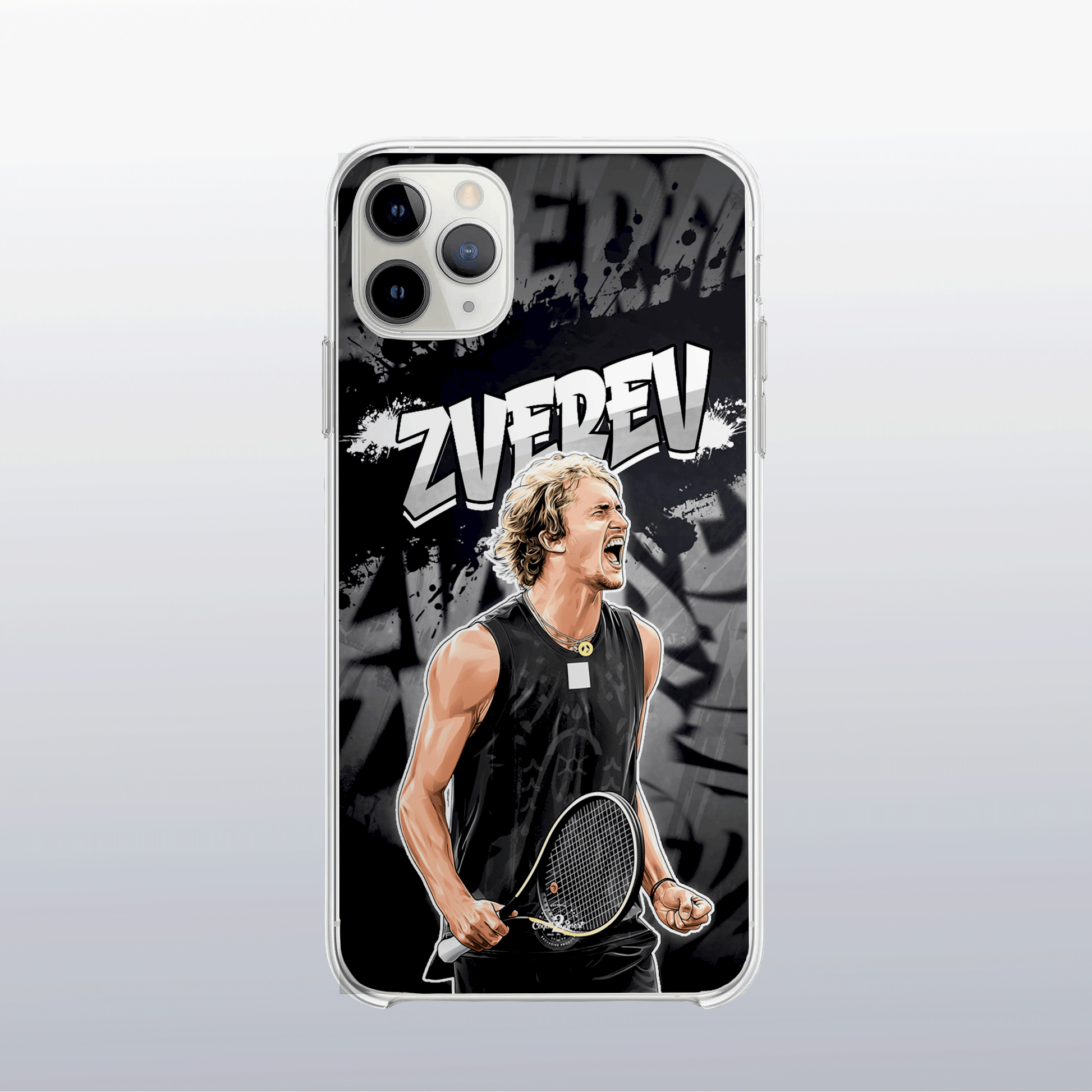 Coque de téléphone Alexander Zverev (modèle 2) au design graff coloré, style urbain et dynamique pour fans de tennis.