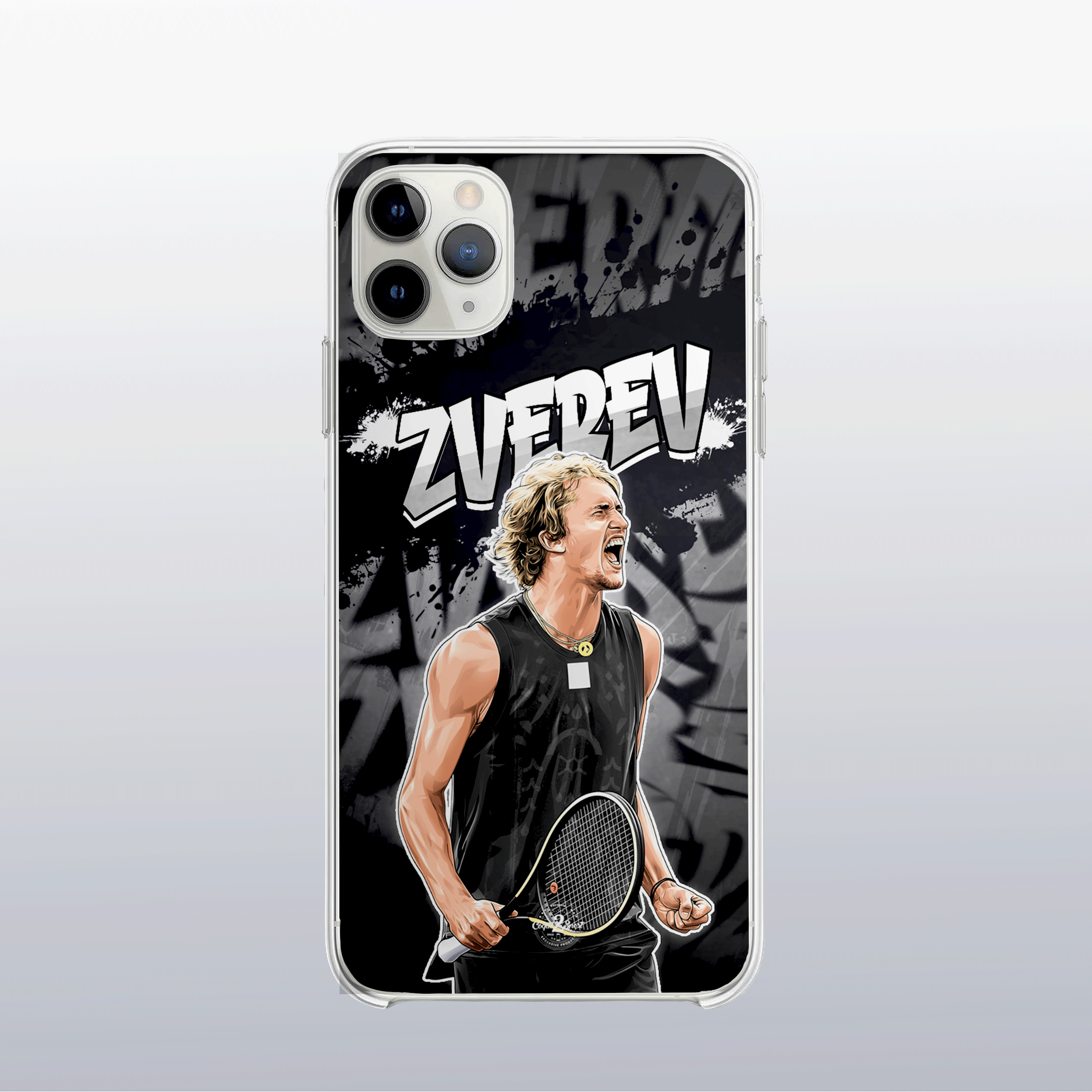Coque de téléphone Alexander Zverev (modèle 2) au design graff coloré, style urbain et dynamique pour fans de tennis.