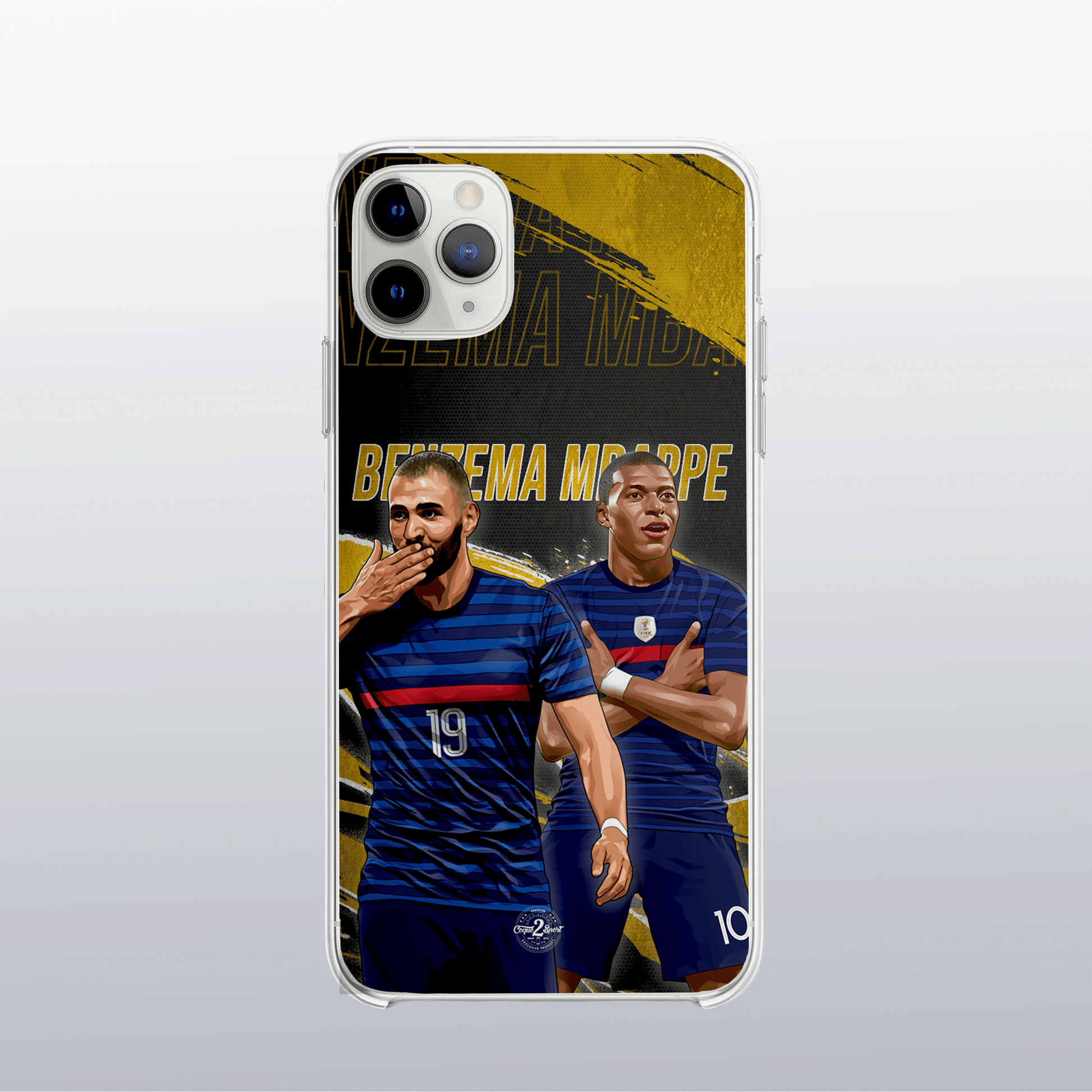 Coque de telephone -Coque2sport Kylian Mbappe et benzema gold