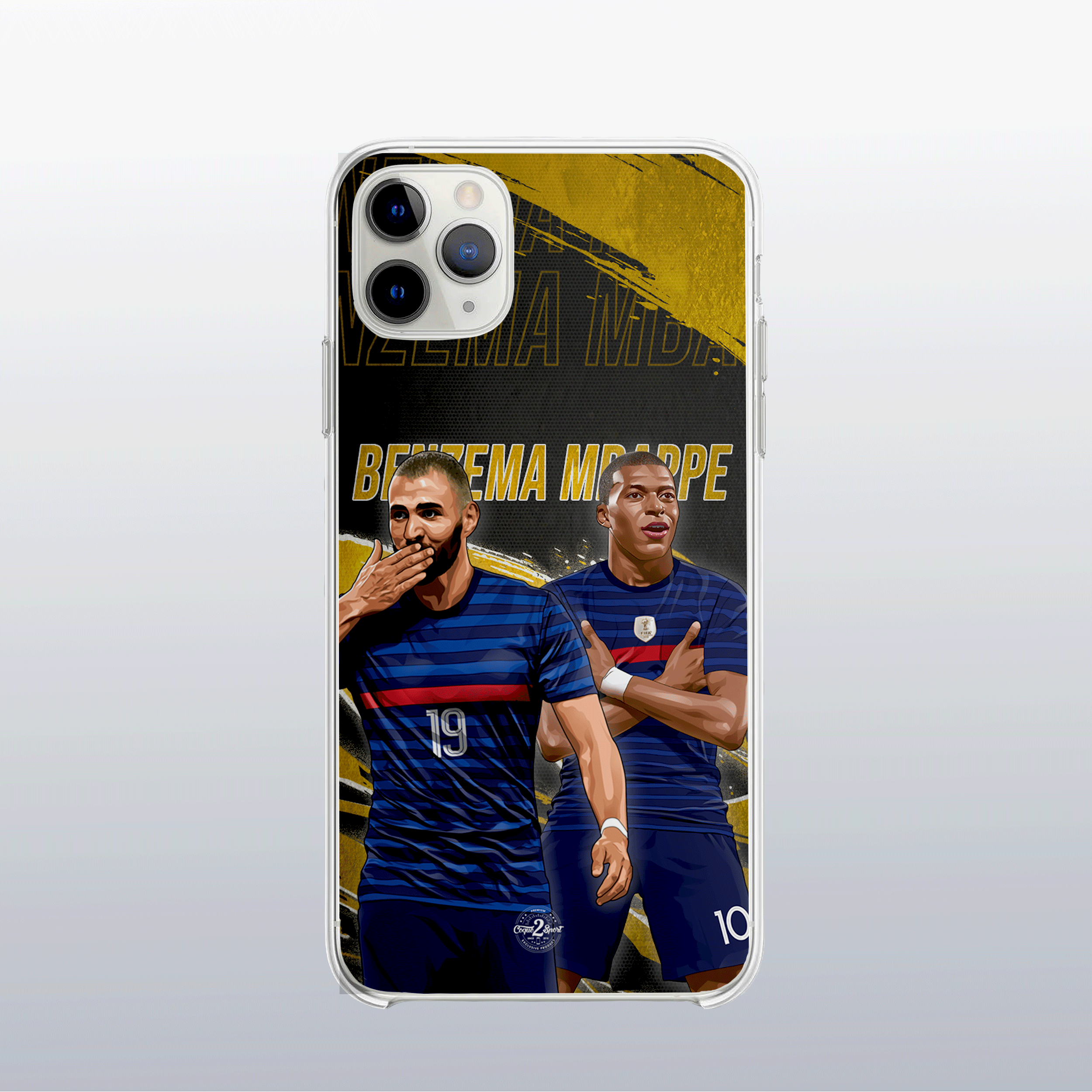 Coque de telephone -Coque2sport Kylian Mbappe et benzema gold